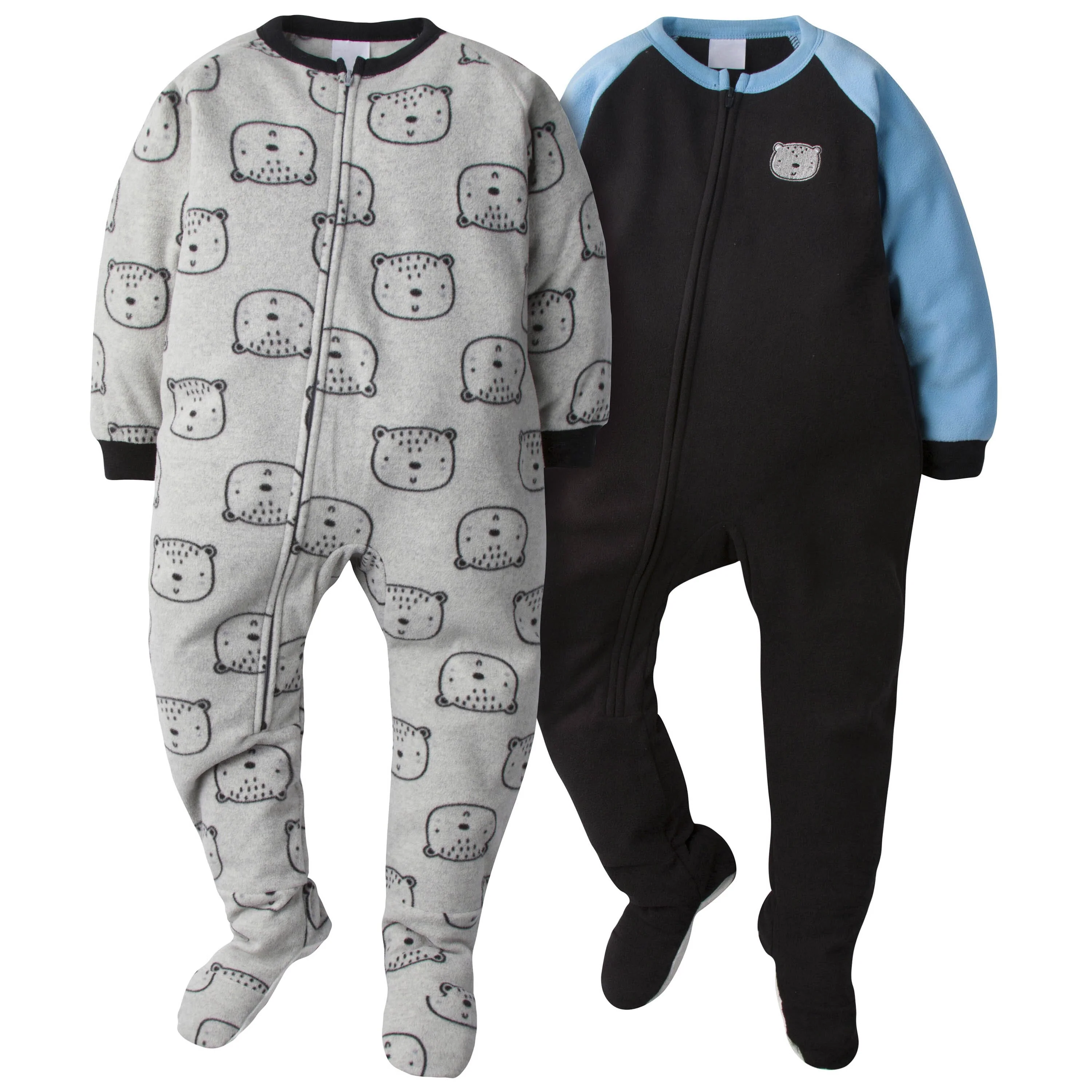 4-Pack Toddler Boys Fleece Pajamas - Firetrucks & Bear Heads - Image 3