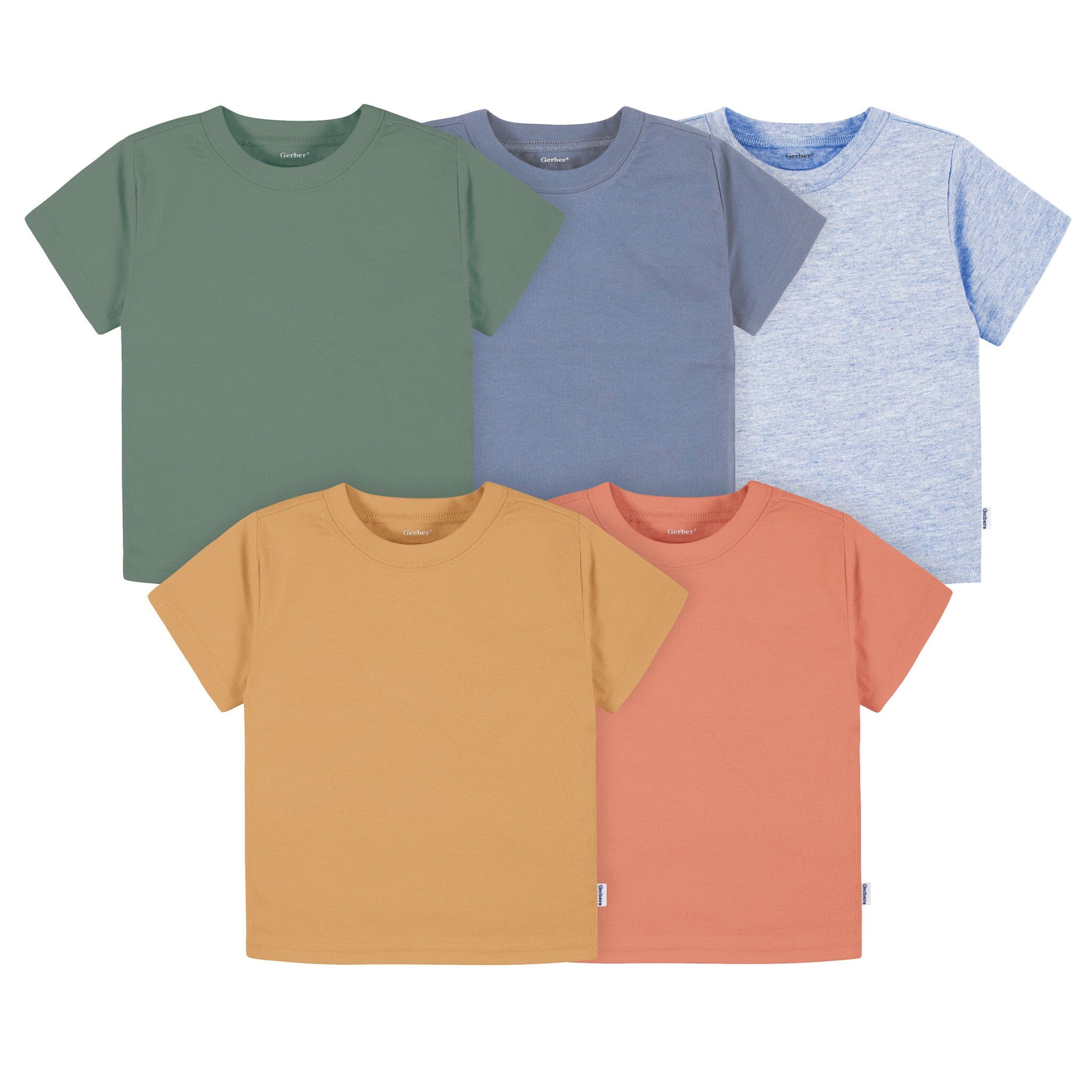 5-Pack Infant & Toddler Boys Earth Tones Short Sleeve T-Shirts