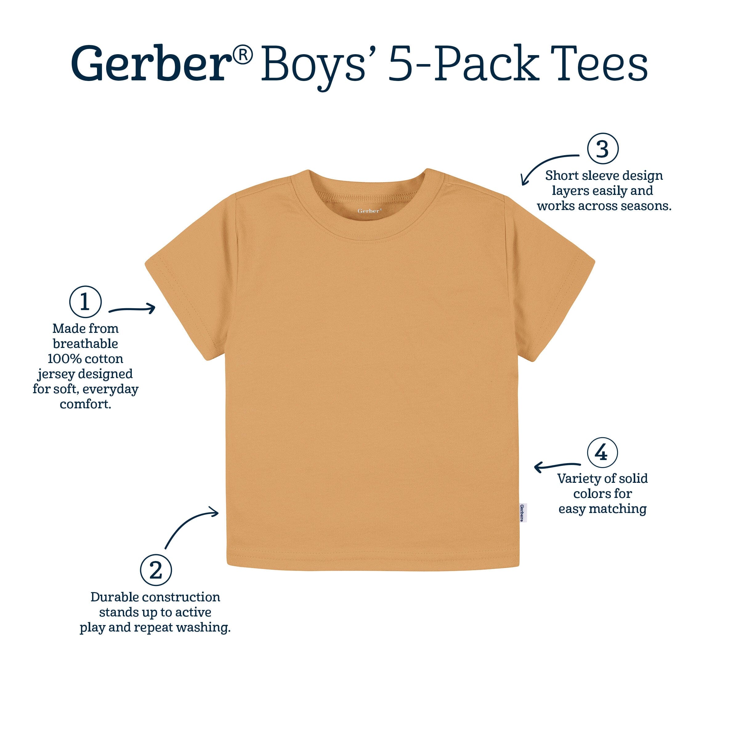 5-Pack Infant & Toddler Boys Earth Tones Short Sleeve T-Shirts - Image 7