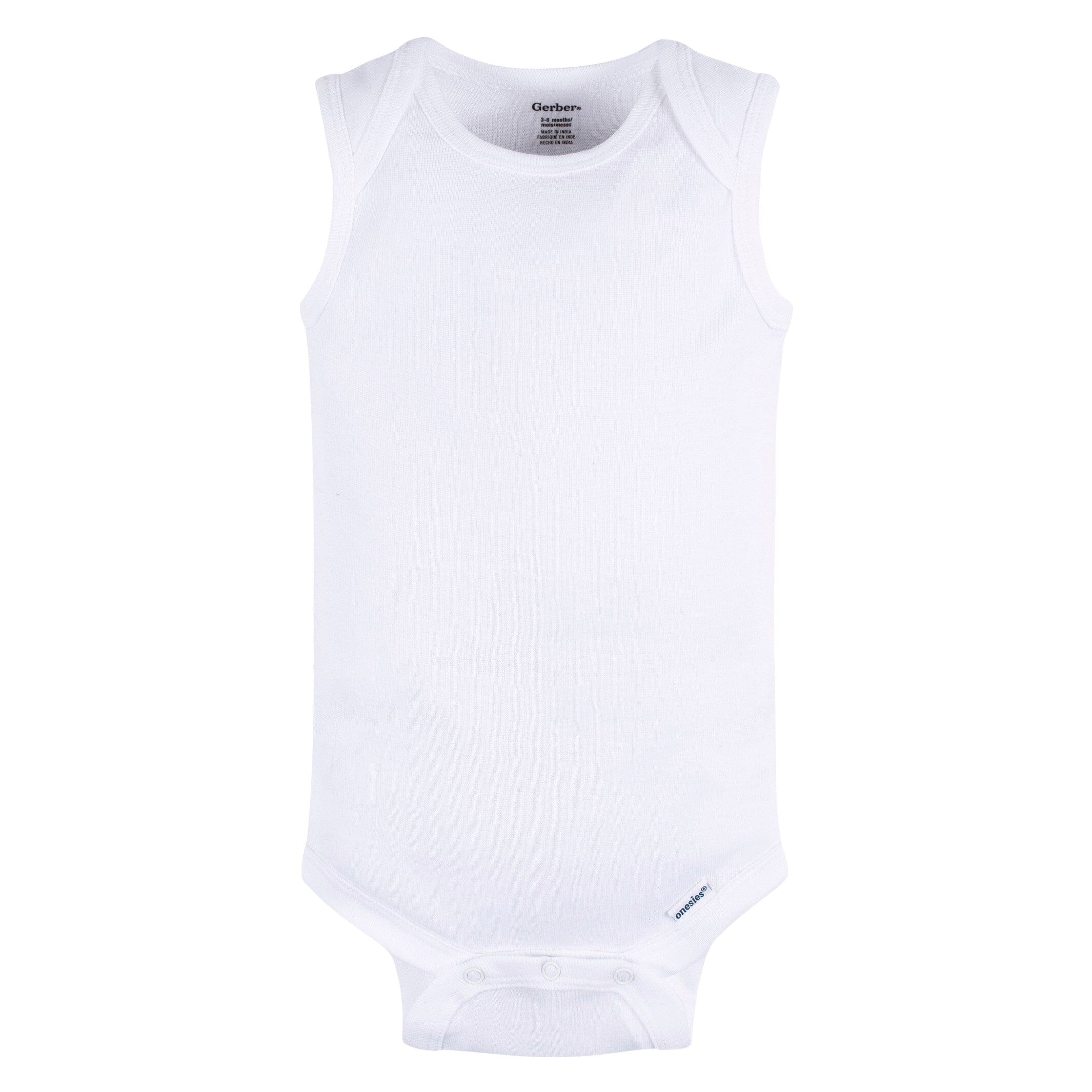 5- Baby Neutral White Sleeveless Onesies® Bodysuits - Image 2