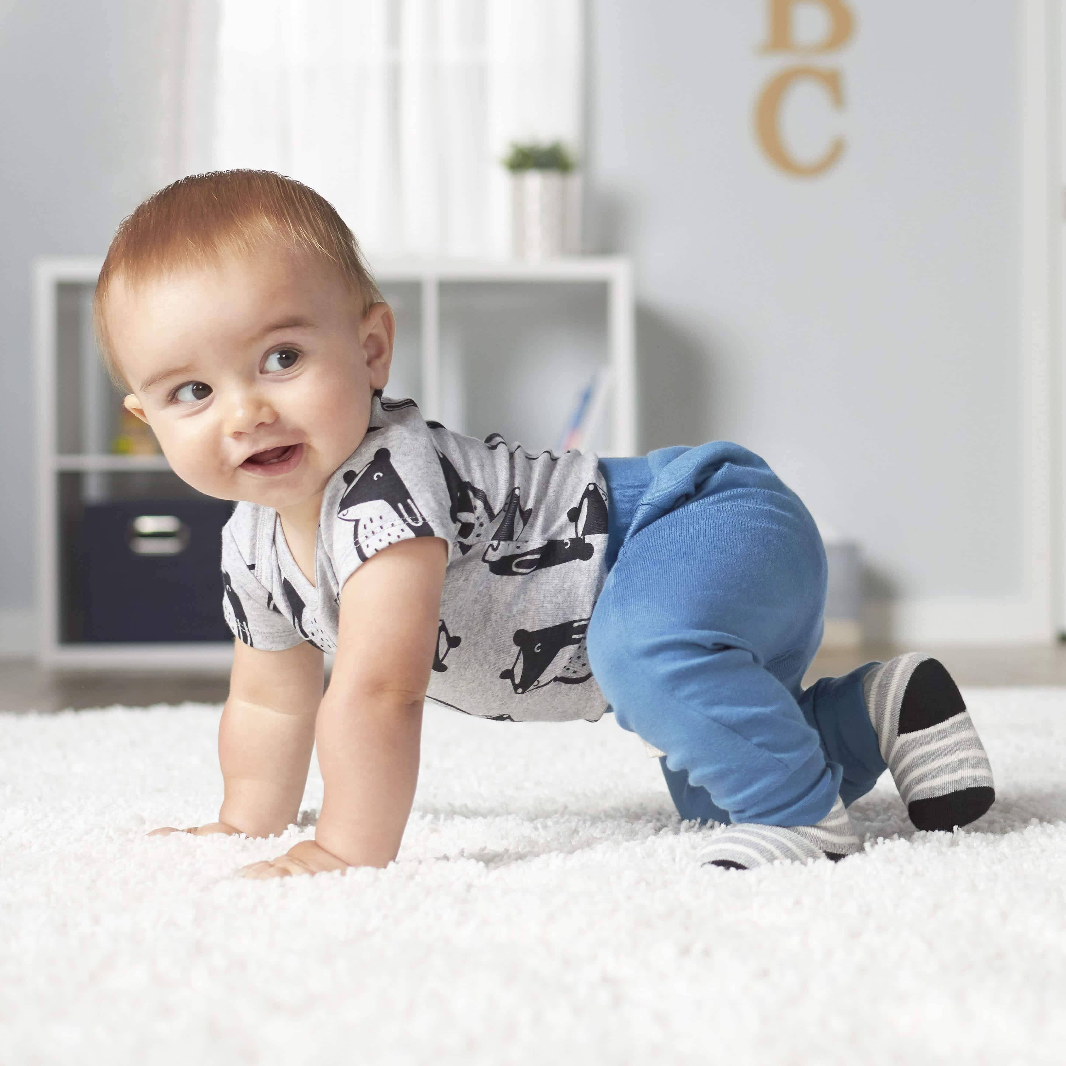 5-Pack Baby Boys Comfy Stretch Badger Short Sleeve Onesies® Bodysuits - Image 2