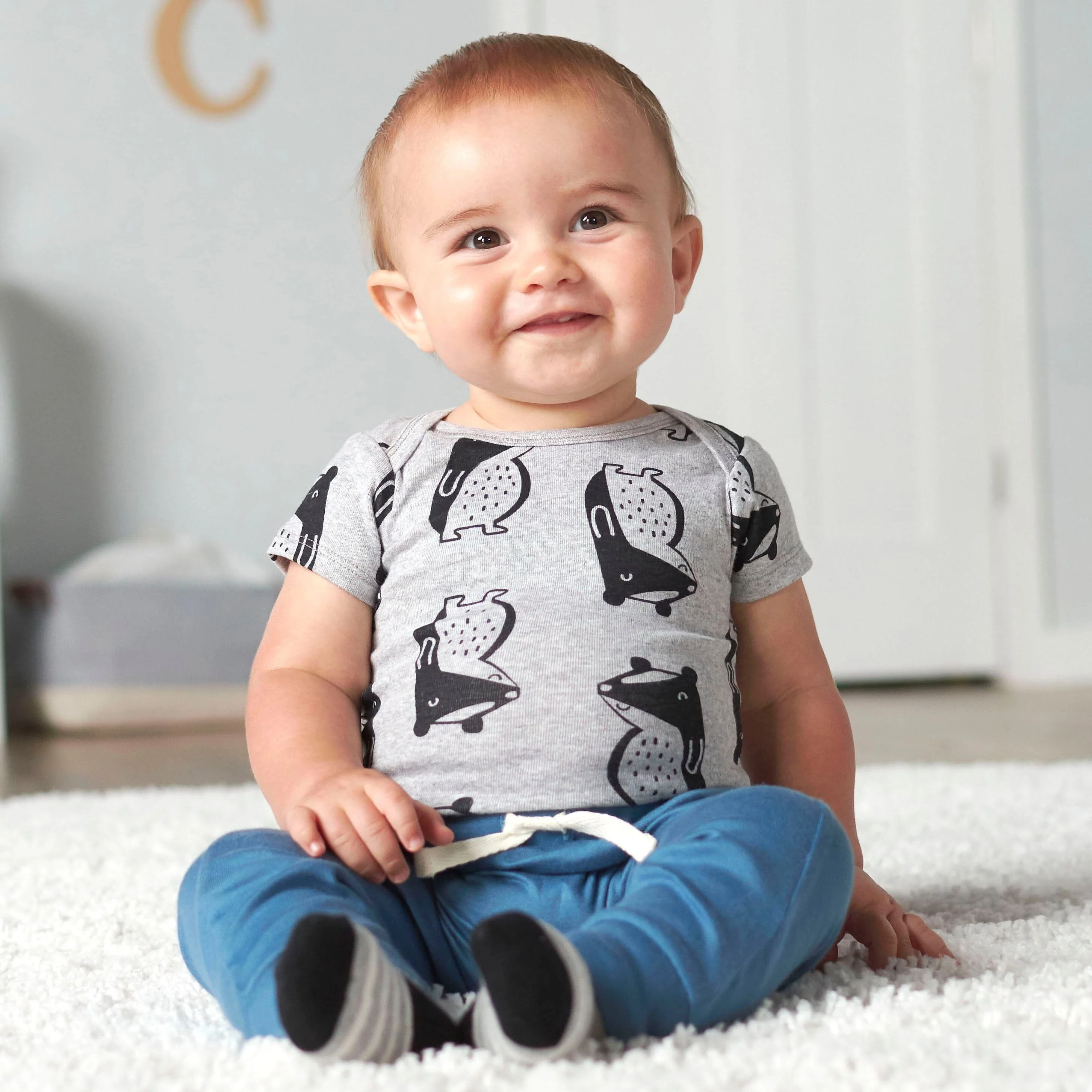 5-Pack Baby Boys Comfy Stretch Badger Short Sleeve Onesies® Bodysuits - Image 3