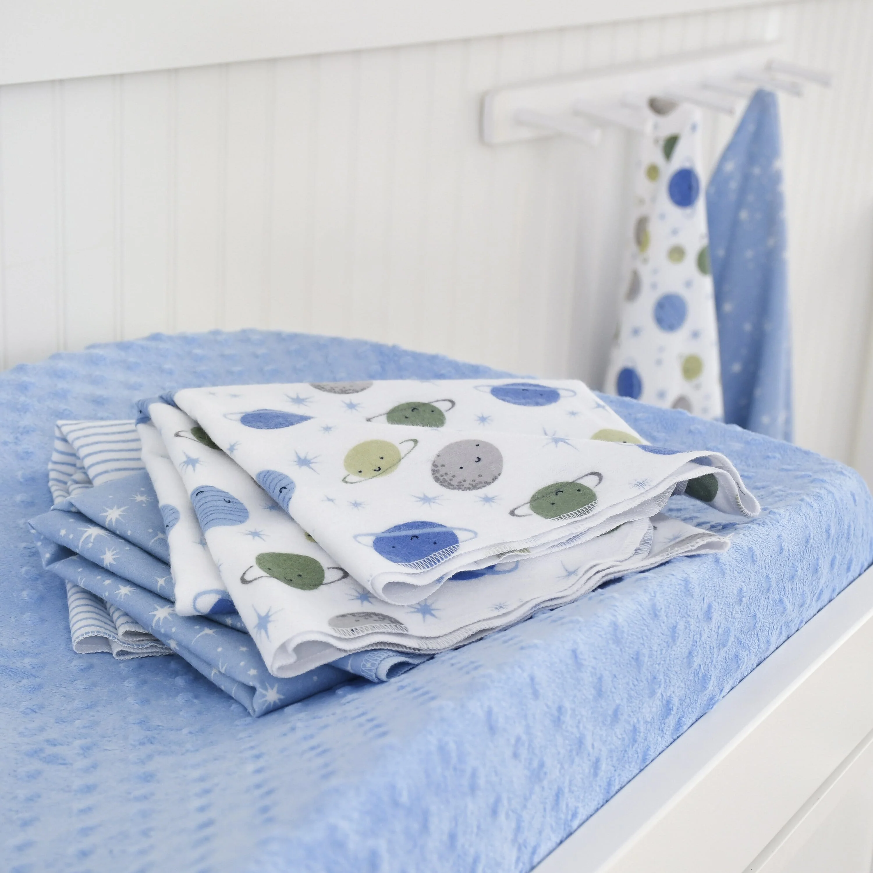 5-Pack Baby Boys Space Flannel Receiving Blankets - Image 2