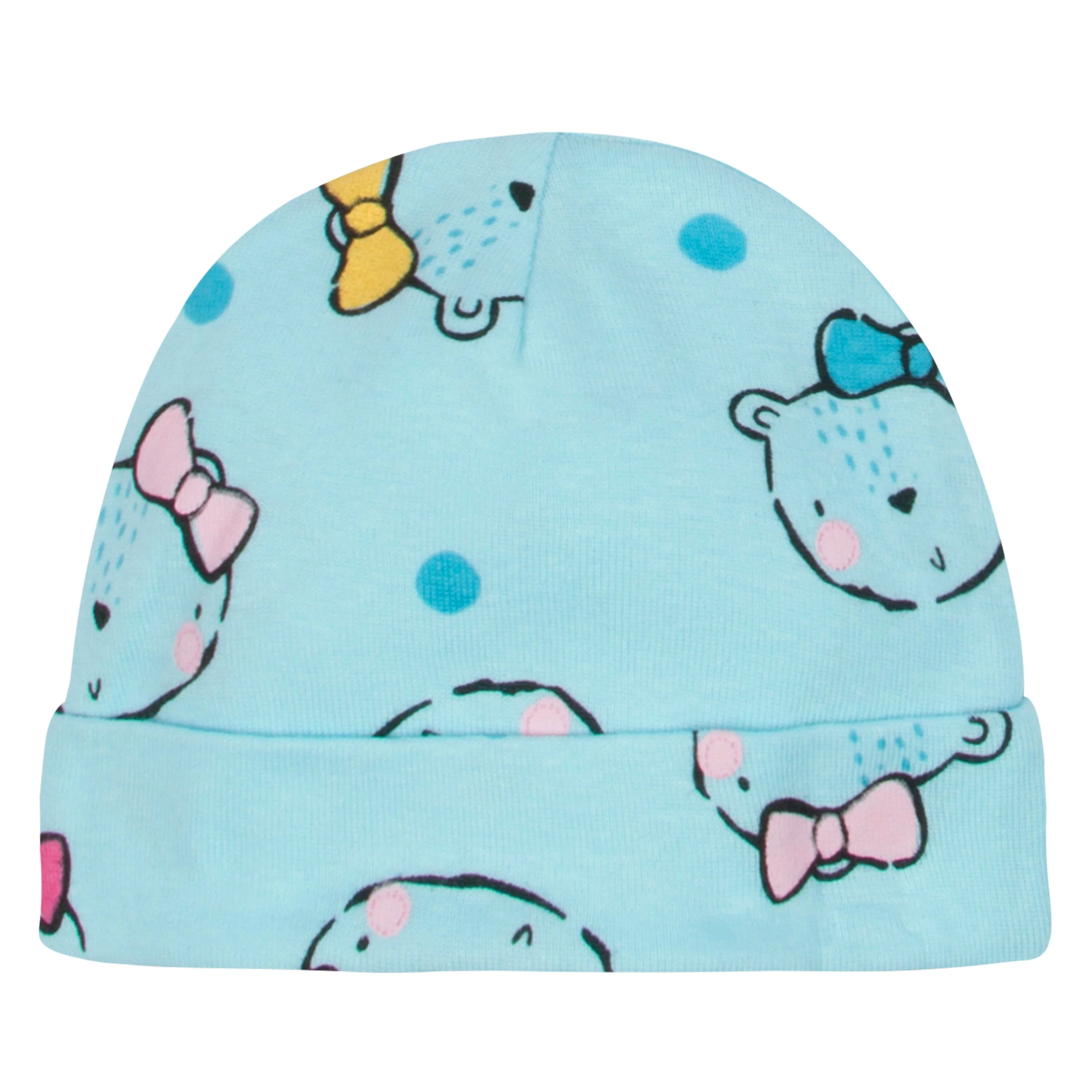 5-Pack Baby Girls Bear Caps - Image 2