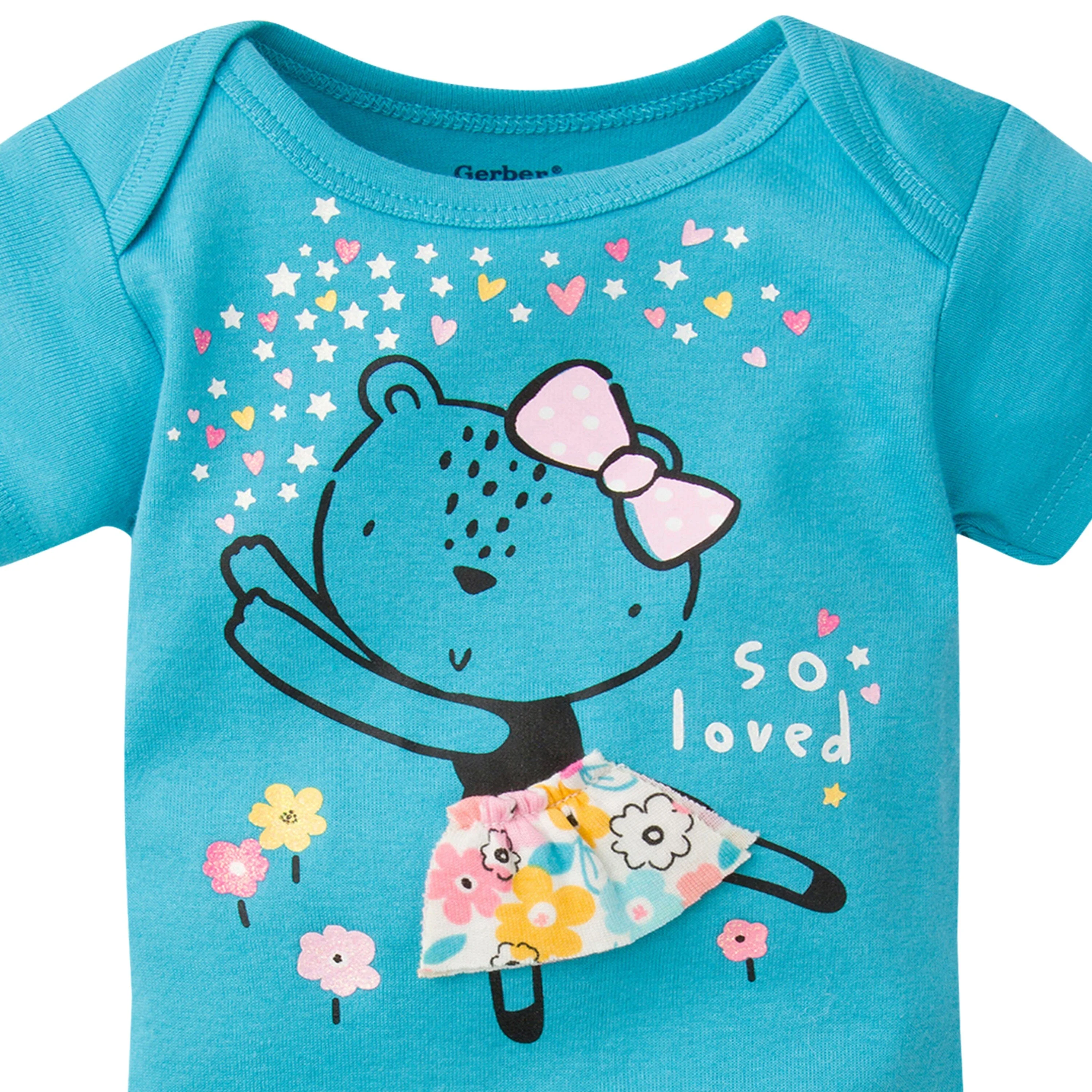 5-Pack Baby Girls Bear Short Sleeve Onesies® Bodysuits - Image 3