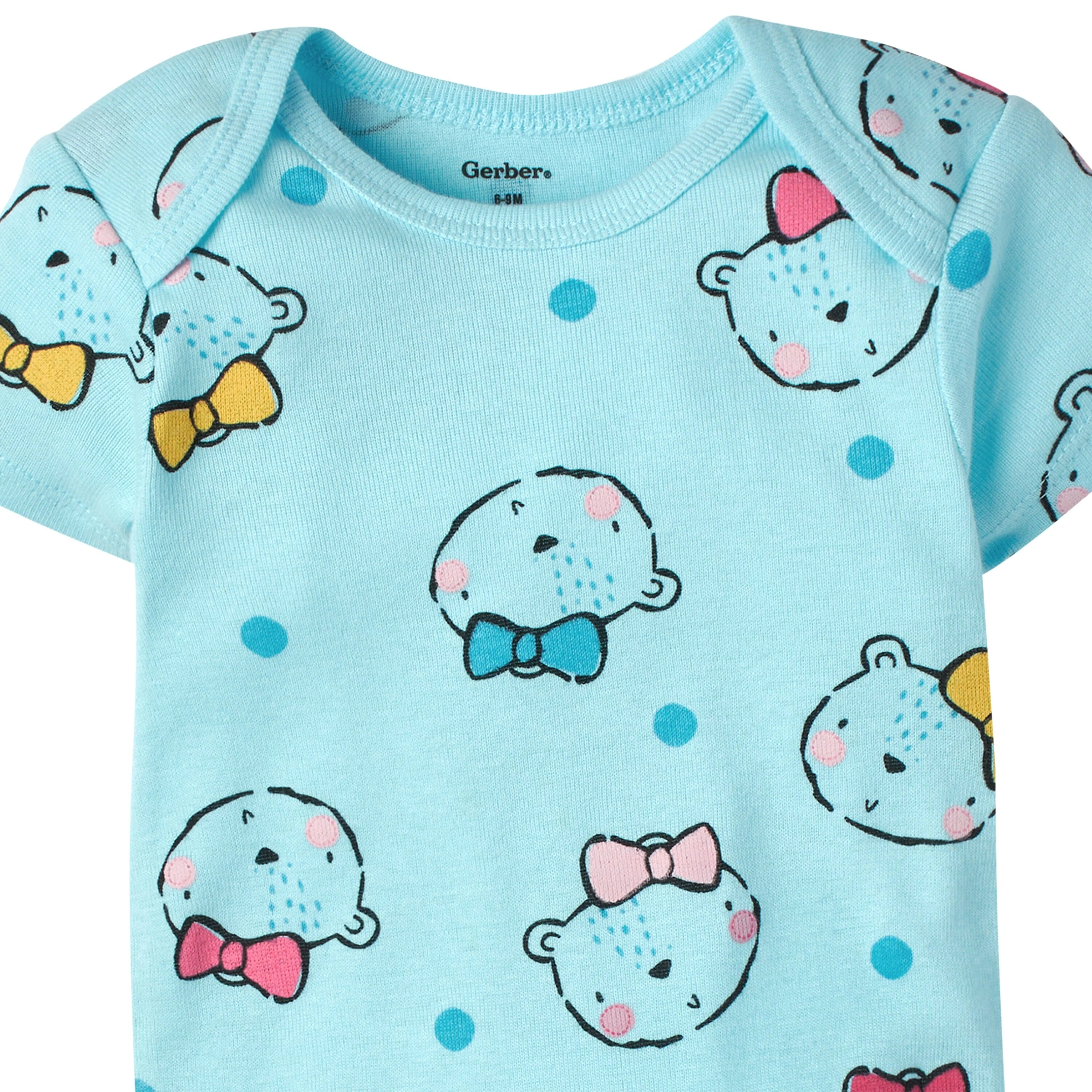 5-Pack Baby Girls Bear Short Sleeve Onesies® Bodysuits - Image 8