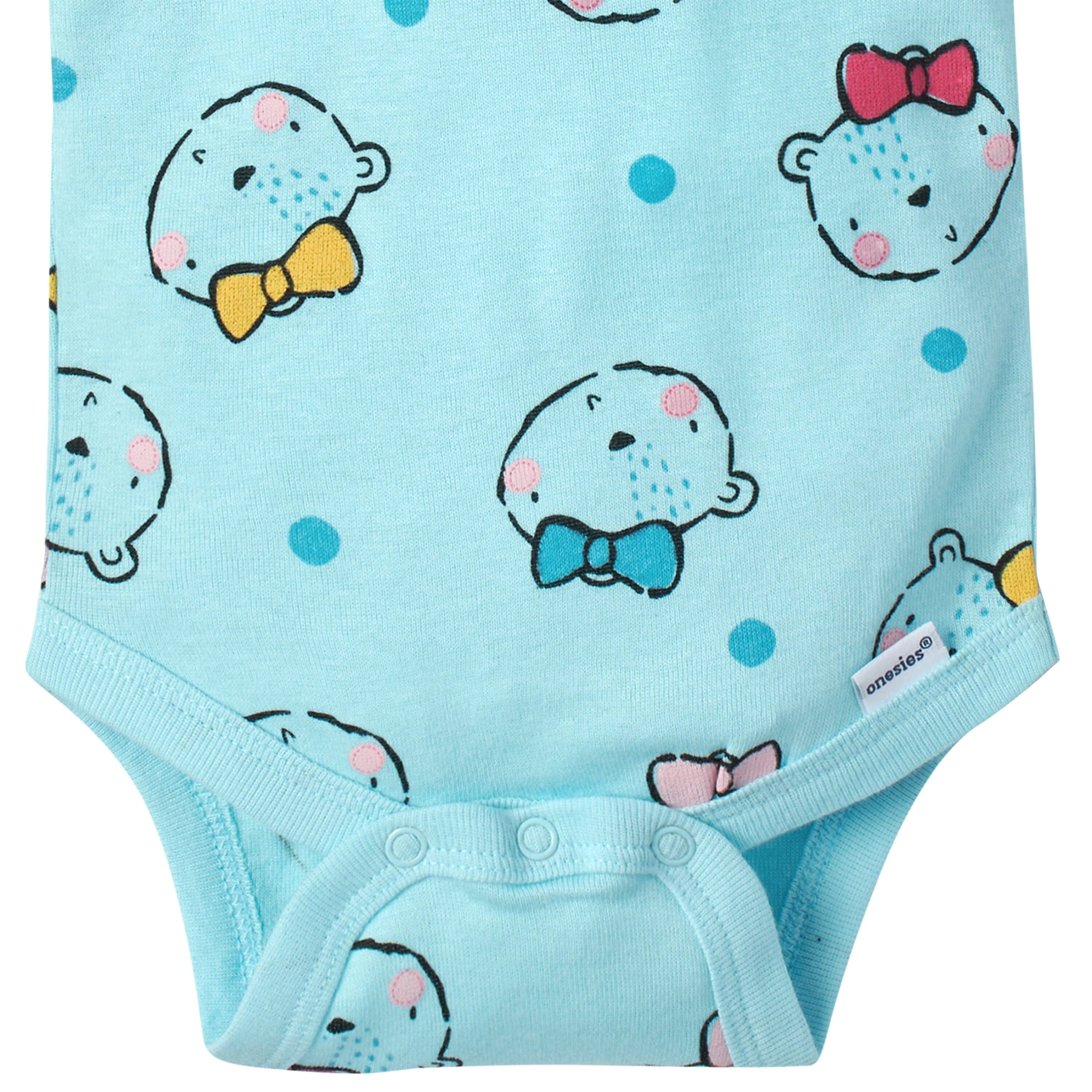 5-Pack Baby Girls Bear Short Sleeve Onesies® Bodysuits - Image 9