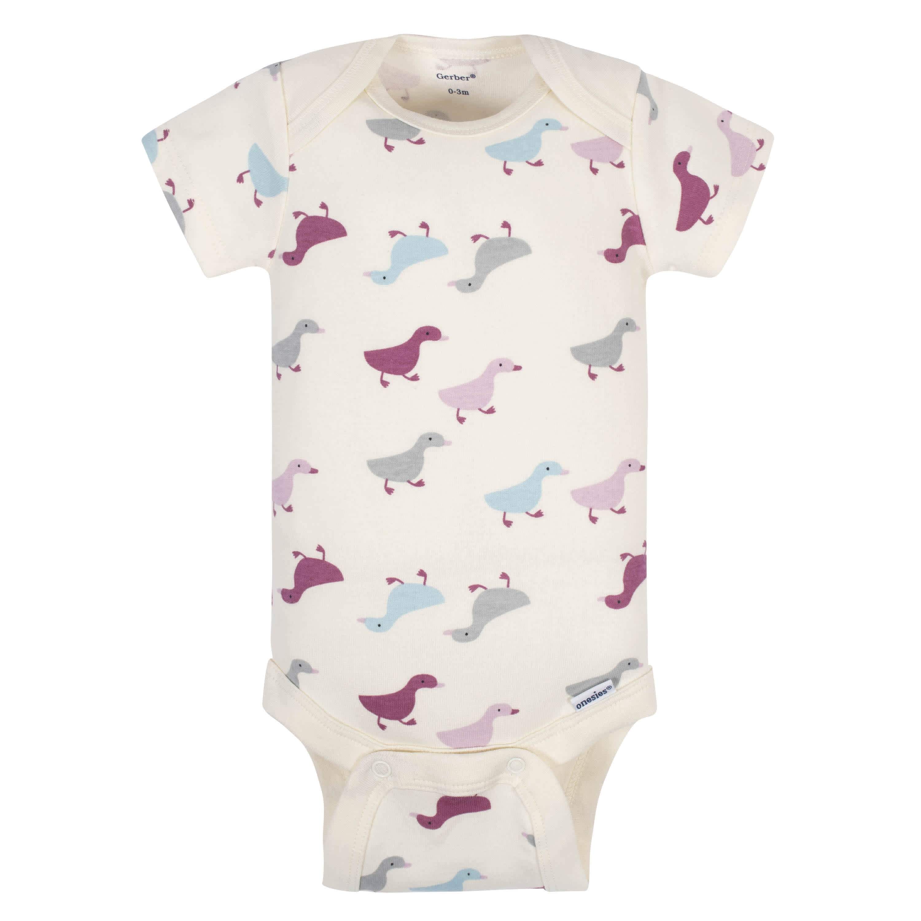 5-Pack Baby Girls Comfy Stretch Ducklings Short Sleeve Onesies® Bodysuits - Image 3