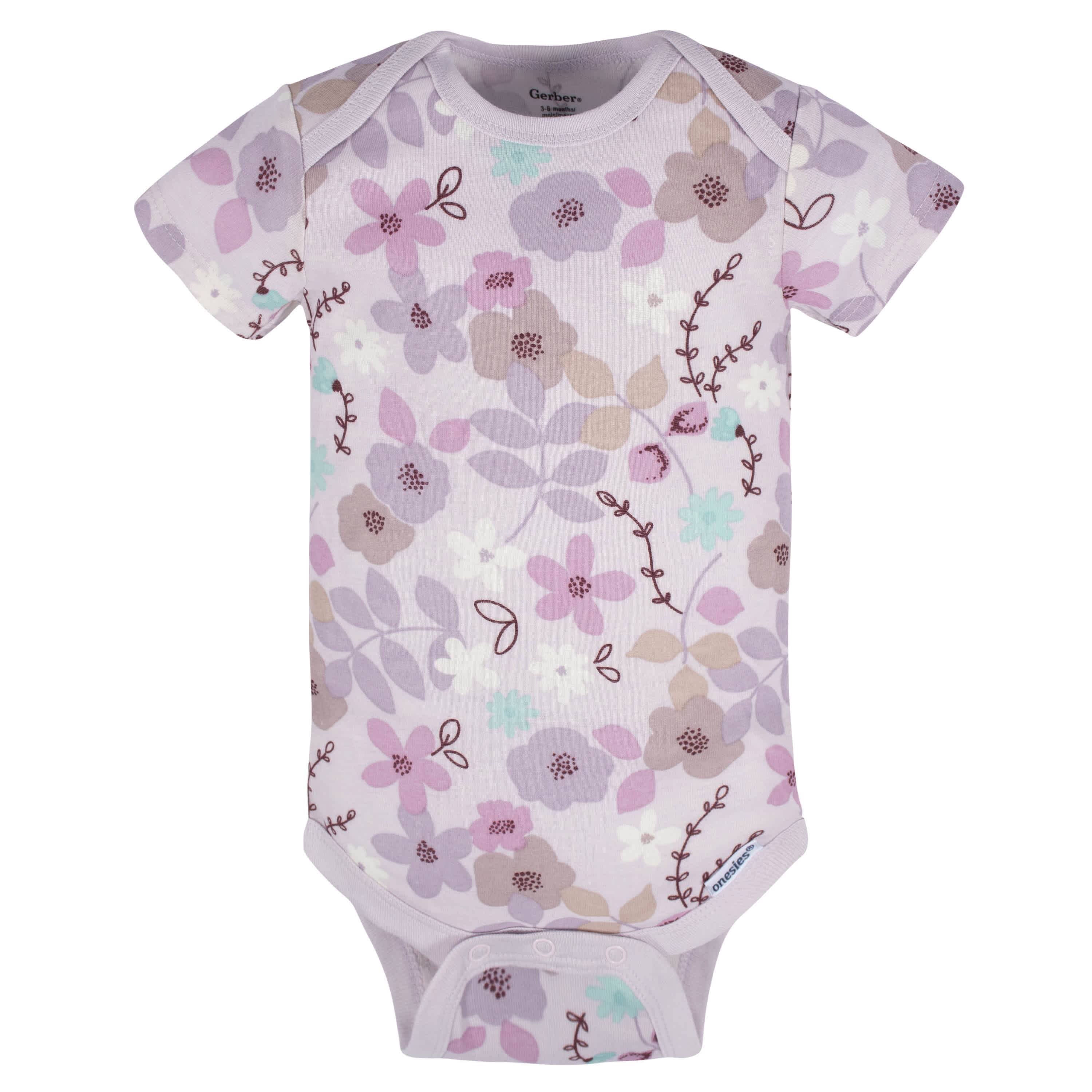5-Pack Baby Girls Lavender Garden Onesies® Bodysuits - Image 4