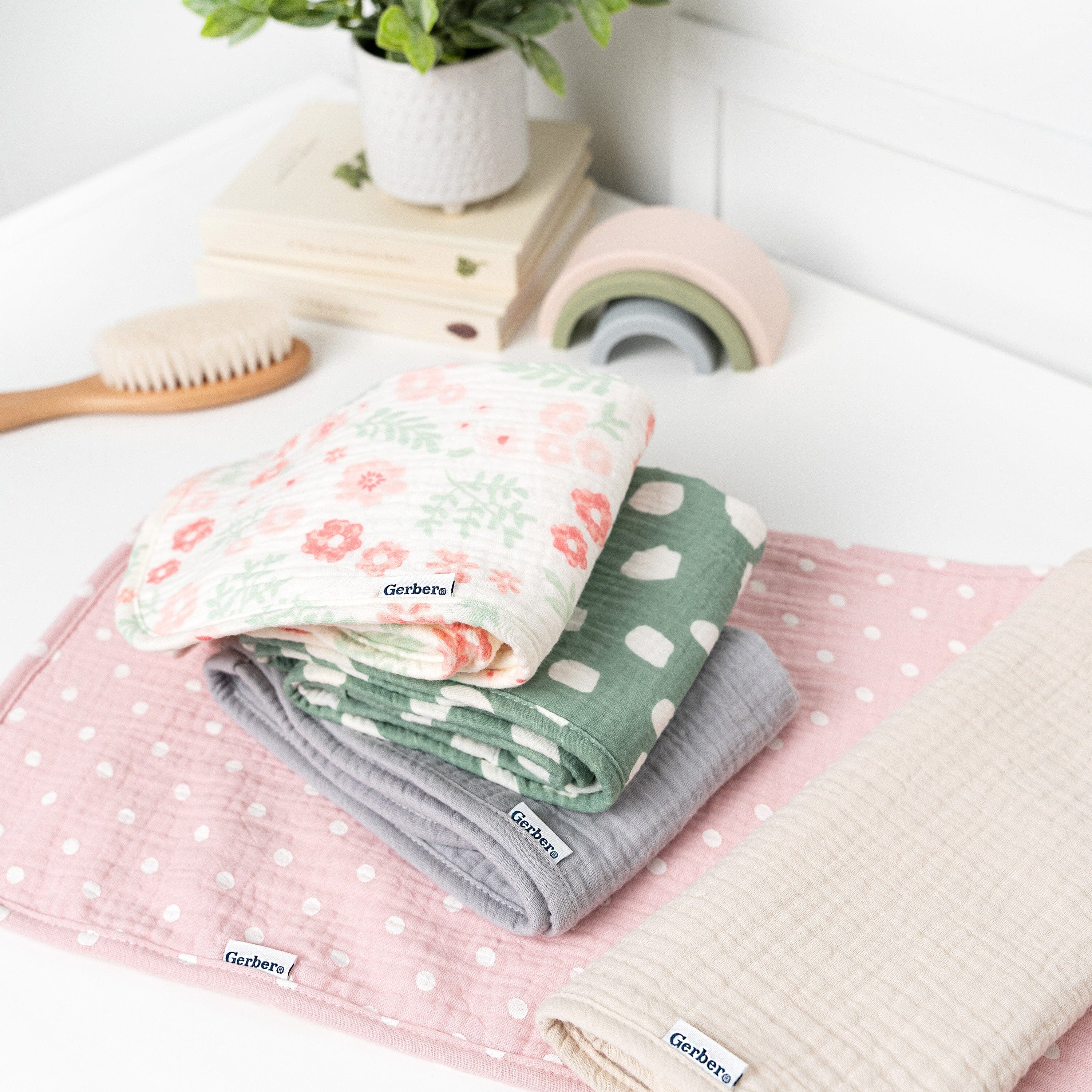 5-Pack Baby Girls Pink Floral Muslin Burp Cloths - Image 10