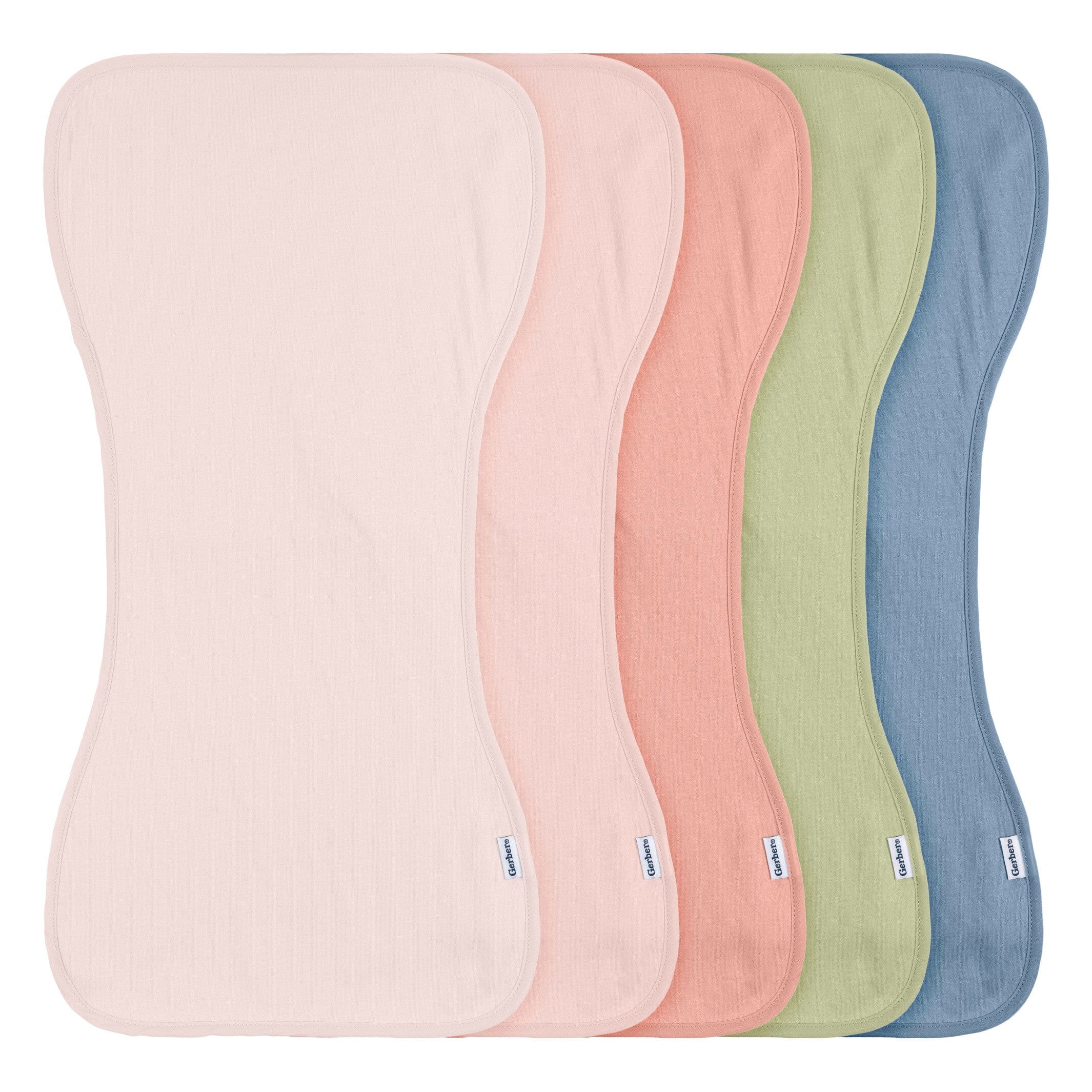 5-Pack Baby Girls Pink & Blue Jersey Burp Cloths