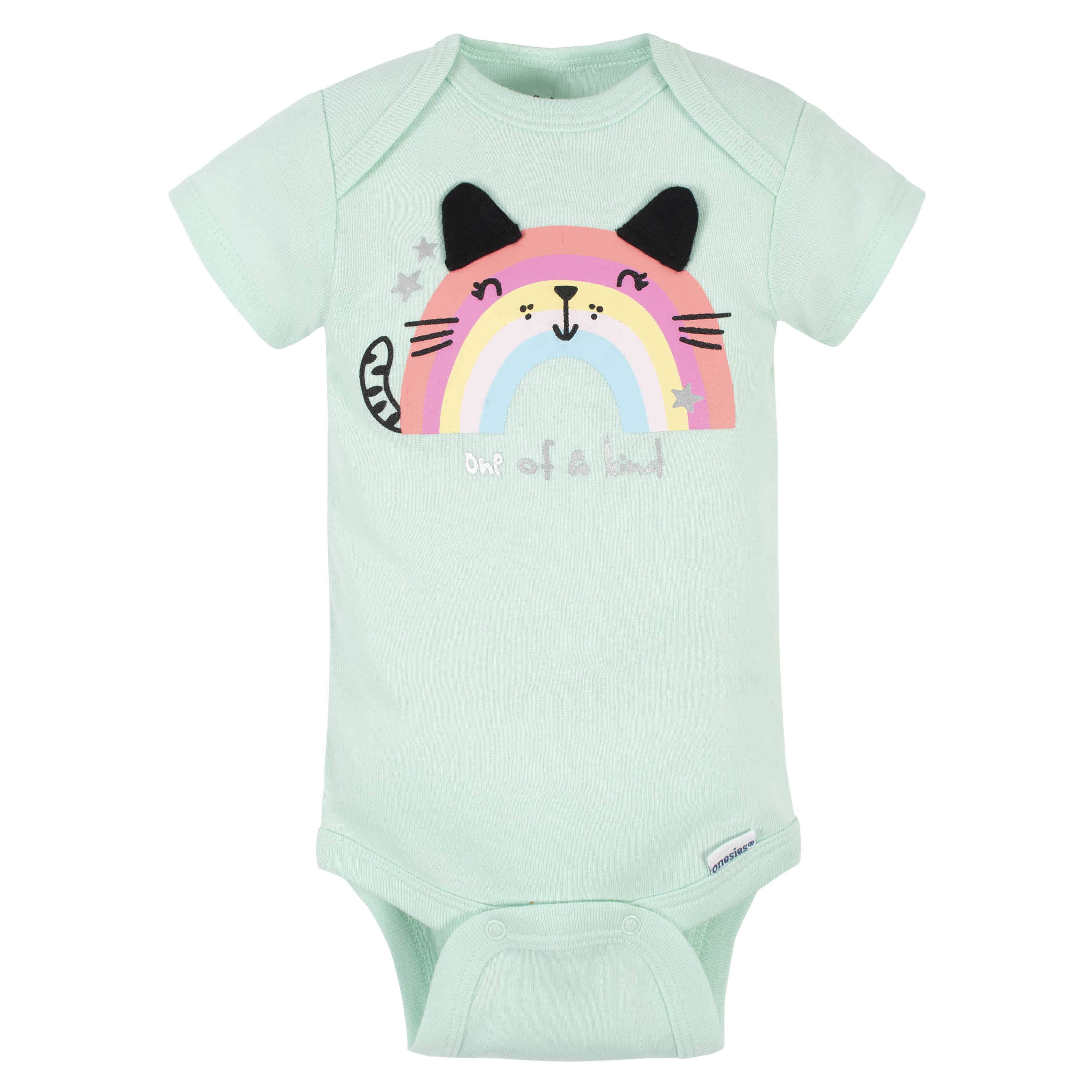 5-Pack Baby Girls Rainbow Short Sleeve Onesies® Bodysuits - Image 2