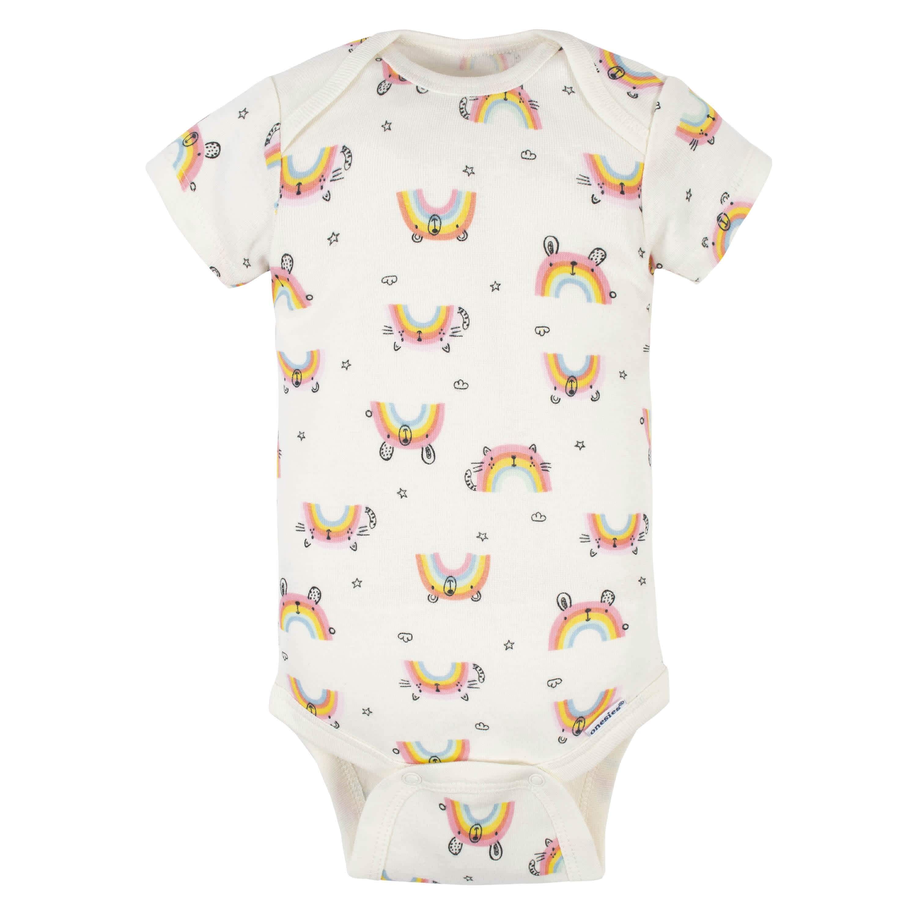 5-Pack Baby Girls Rainbow Short Sleeve Onesies® Bodysuits - Image 3