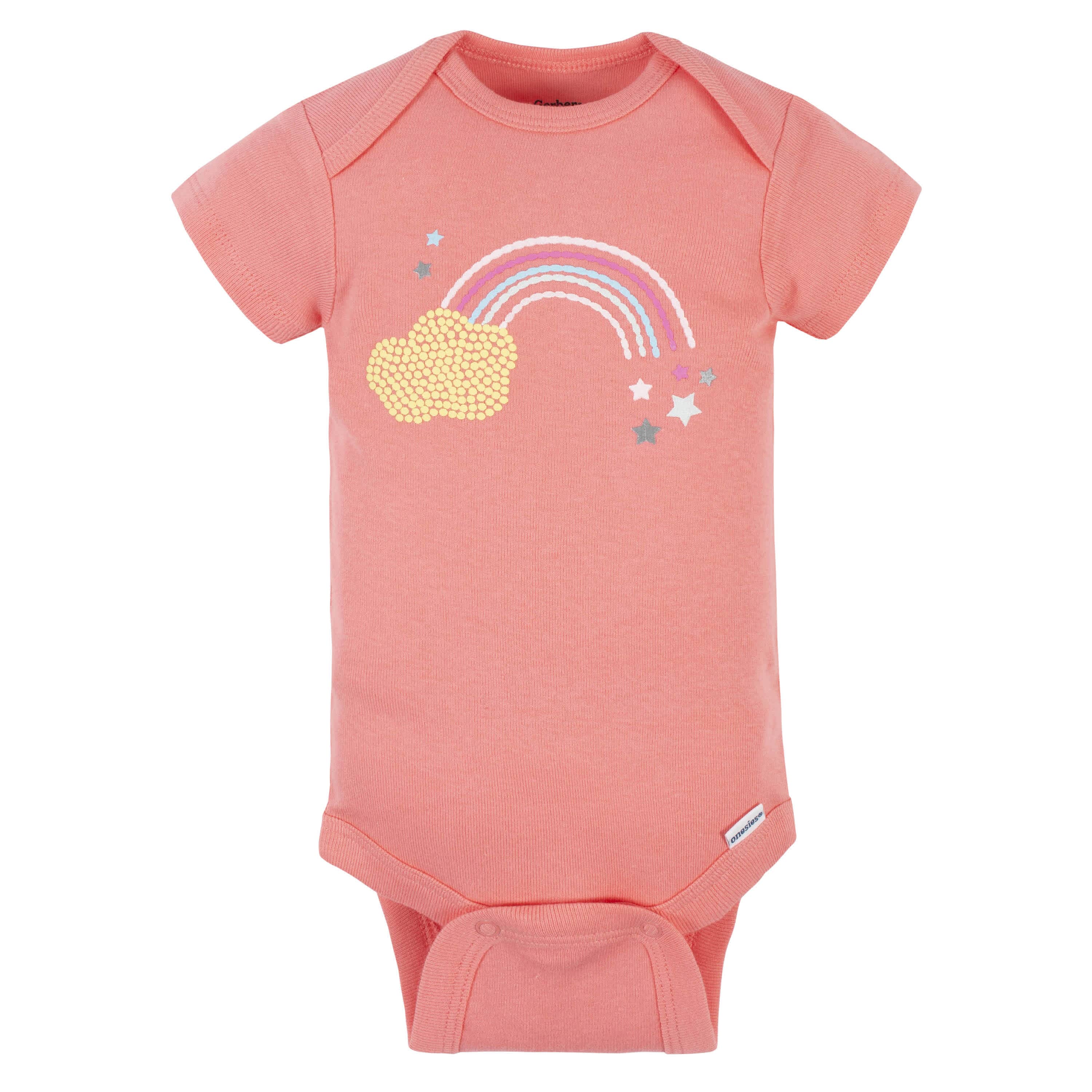 5-Pack Baby Girls Rainbow Short Sleeve Onesies® Bodysuits - Image 4