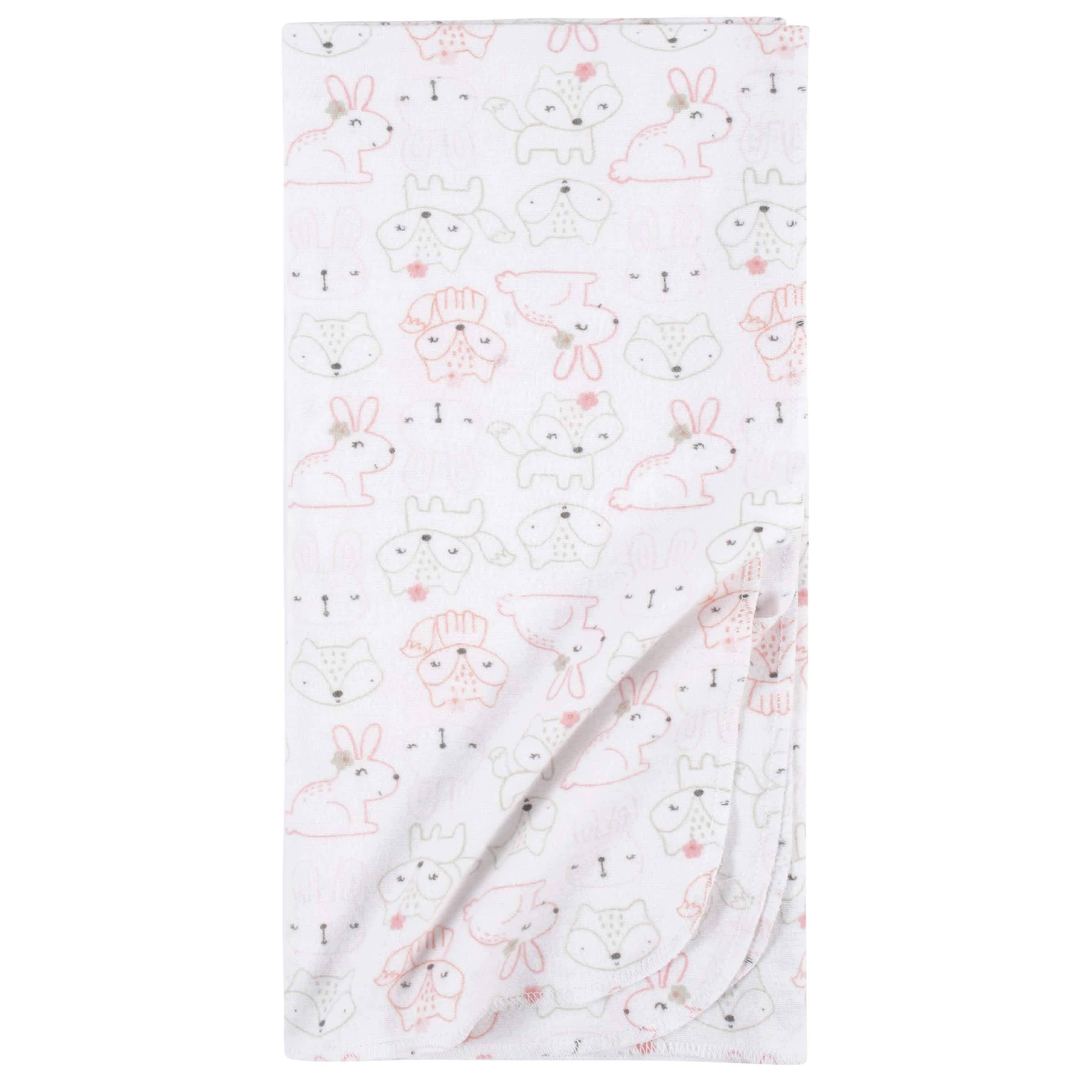 5-Pack Baby Girls Critters Flannel Receiving Blankets - Image 2