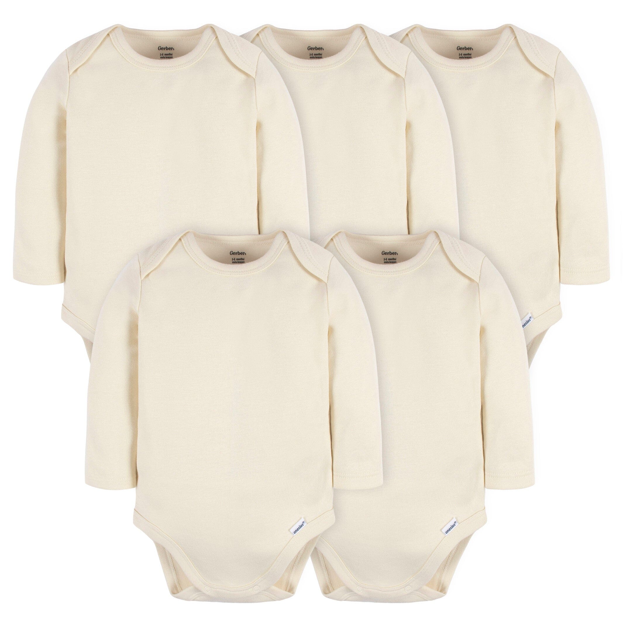 5-Pack Baby Natural Premium Long Sleeve Onesies® Bodysuits