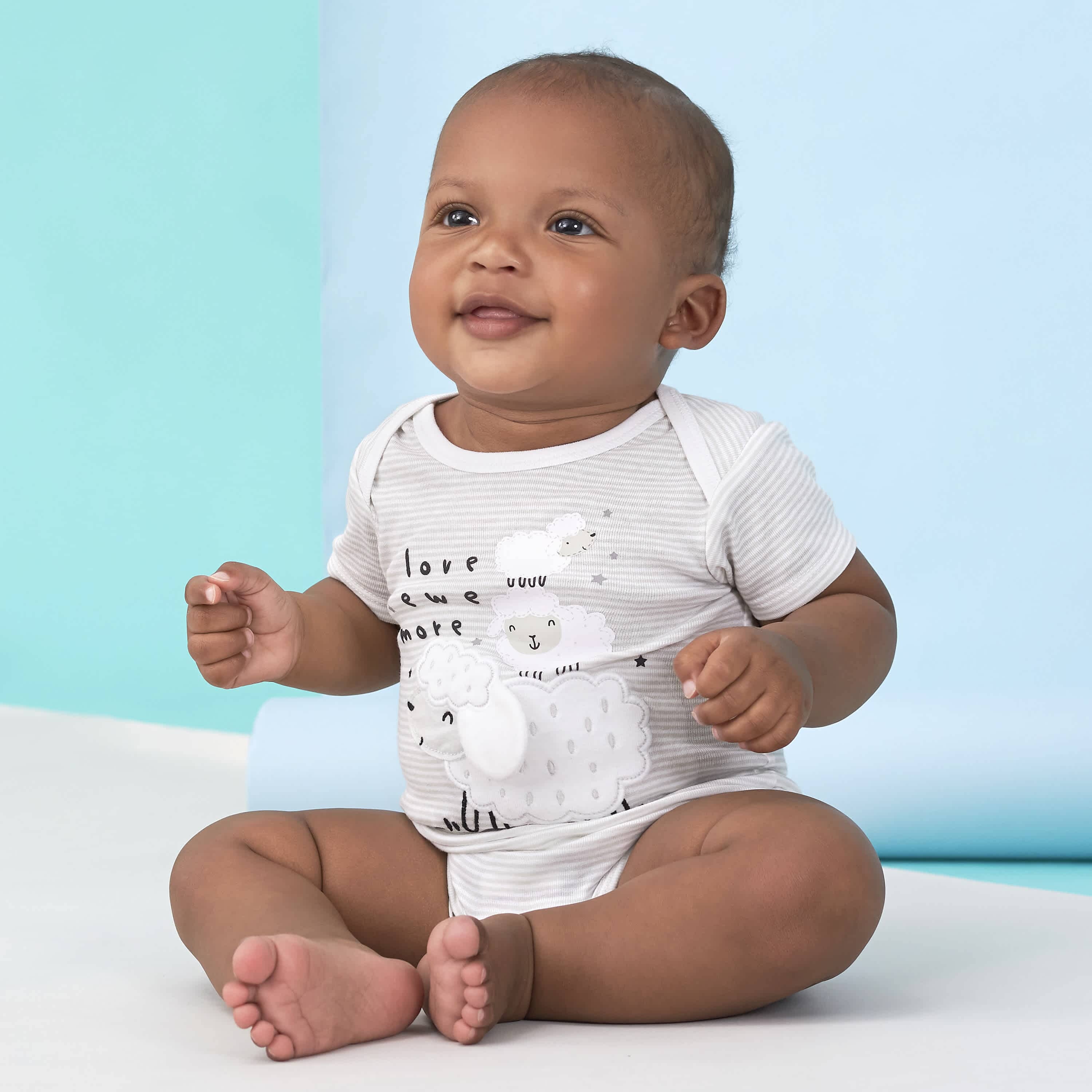 5-Pack Baby Neutral Lamb Short Sleeve Onesies® Bodysuits - Image 2