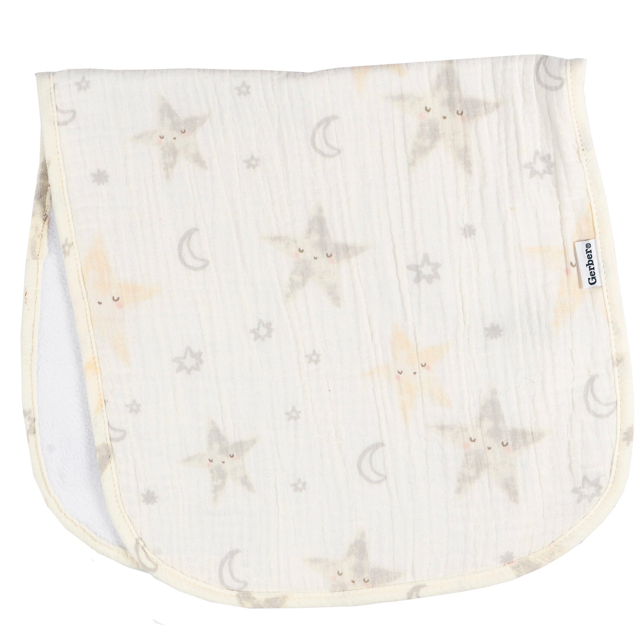 5-Pack Baby Neutral Stars Muslin Burp Cloths - Image 3