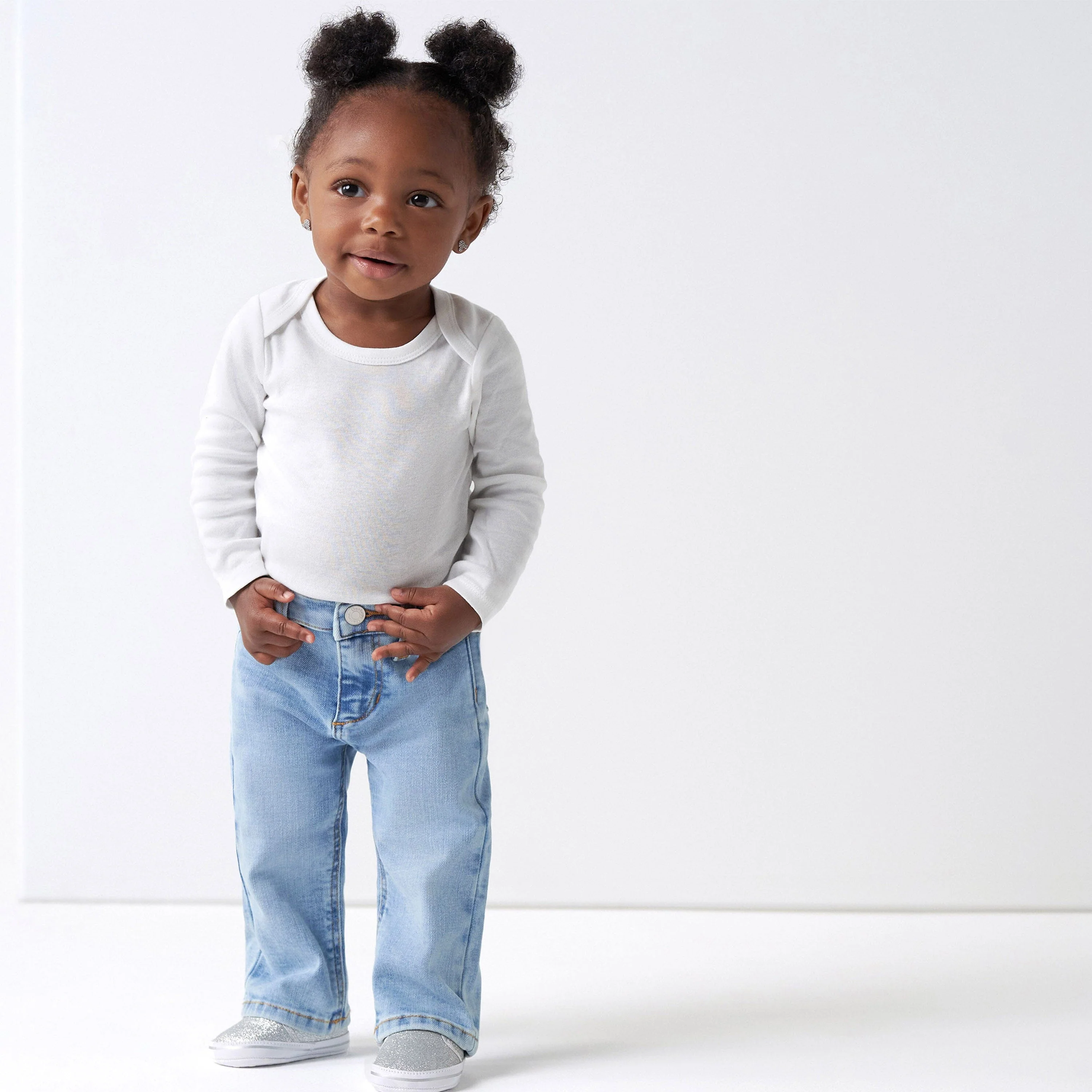 5-Pack Baby White Premium Long Sleeve Onesies® Bodysuits - Image 2
