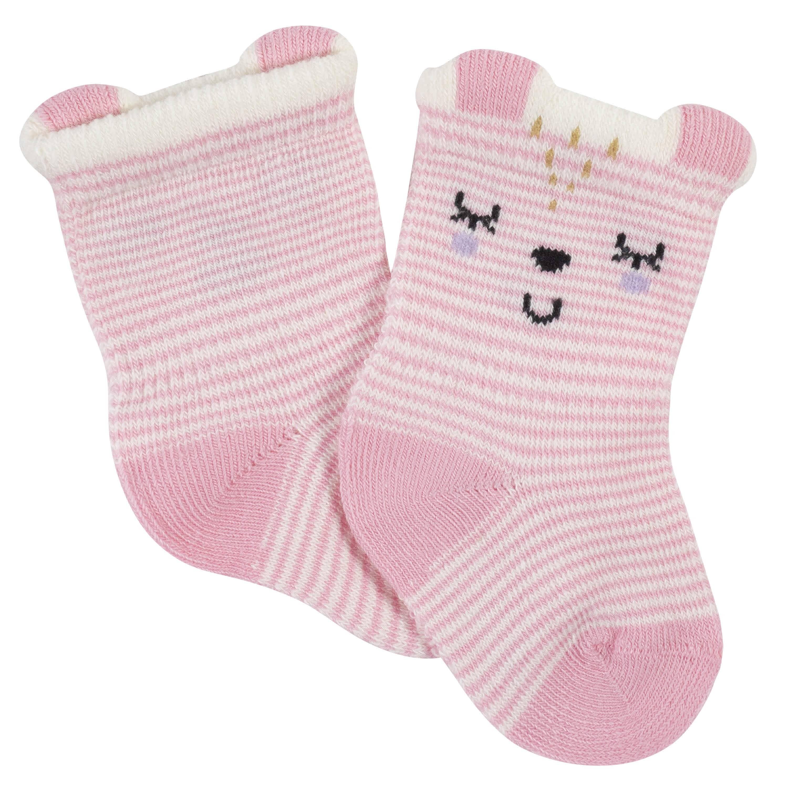 6-Pack Baby Girls Bunny Ballerina Wiggle Proof® Jersey Crew Socks - Image 5
