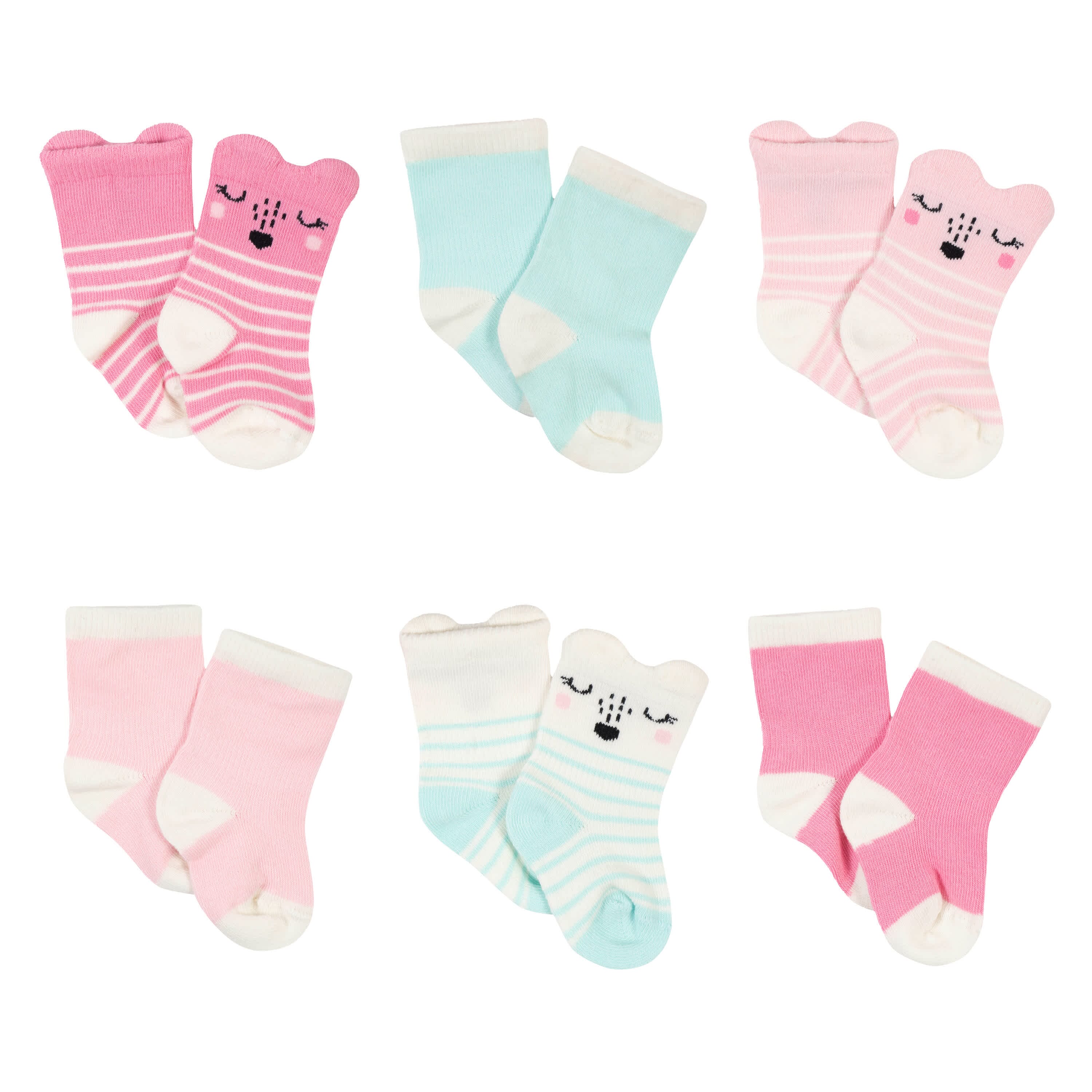 6-Pack Baby Girls Fox Wiggle Proof® Socks