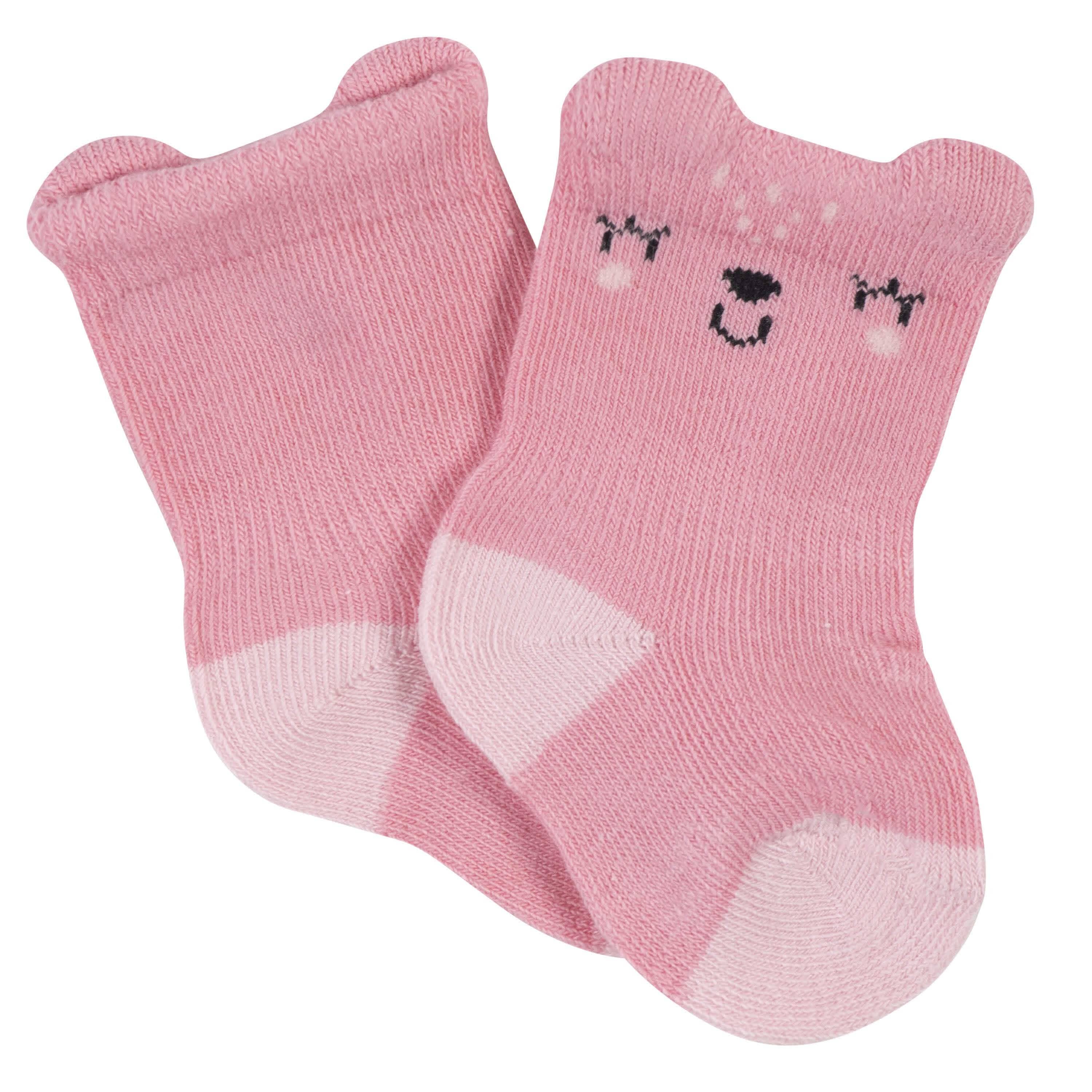 6-Pack Baby Girls Leopard Wiggle Proof® Jersey Crew Socks - Image 5