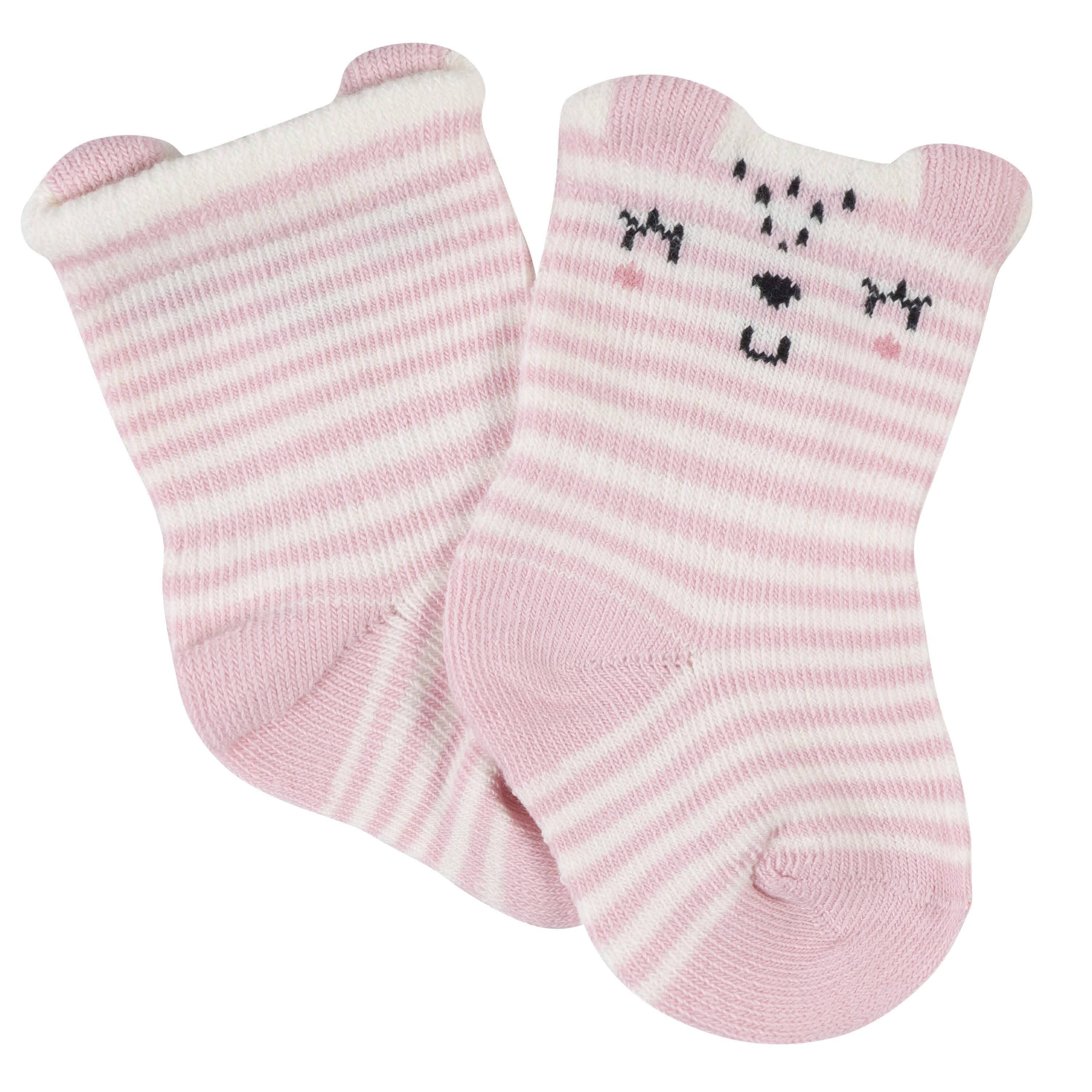 6-Pack Baby Girls Leopard Wiggle Proof® Jersey Crew Socks - Image 6