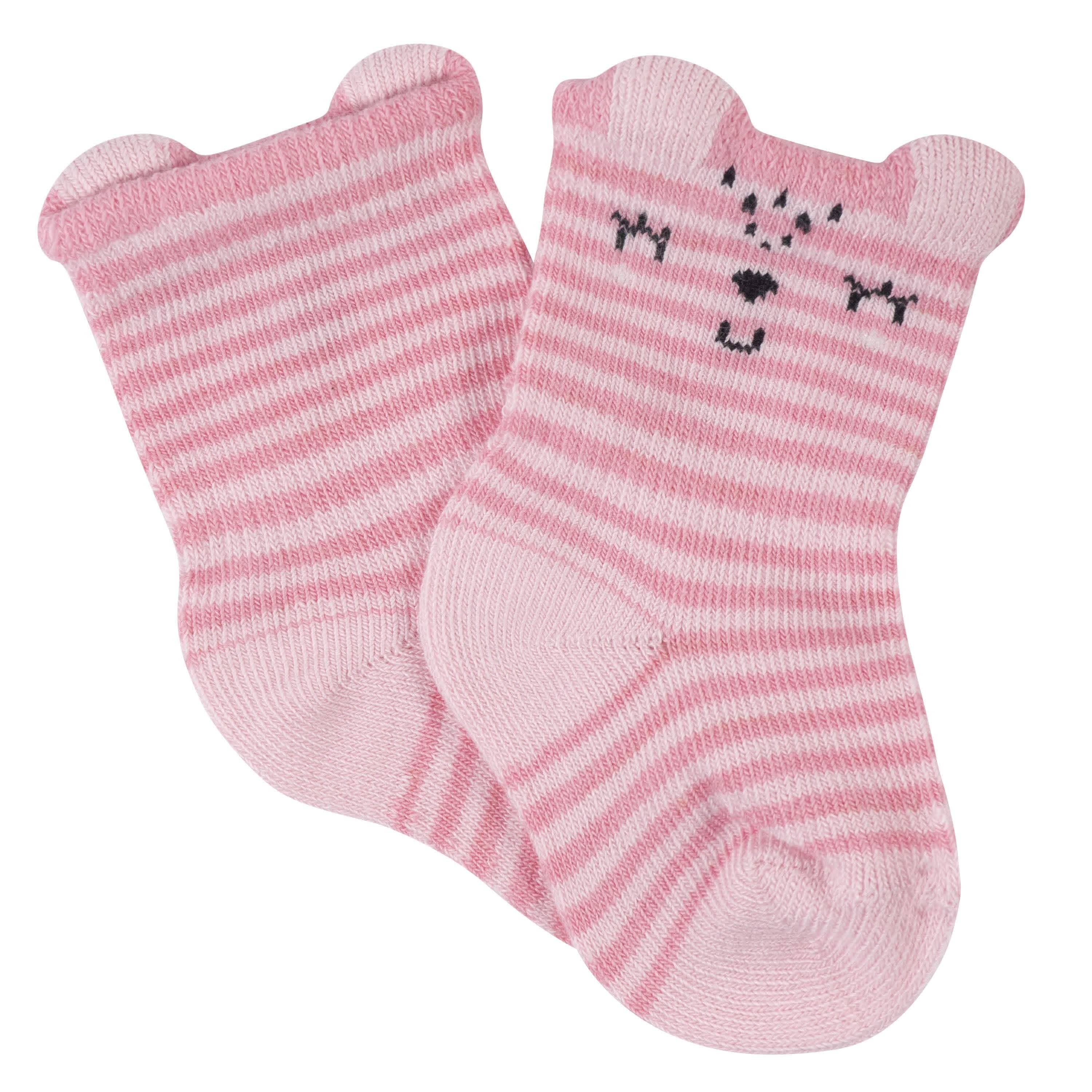 6-Pack Baby Girls Leopard Wiggle Proof® Jersey Crew Socks - Image 7