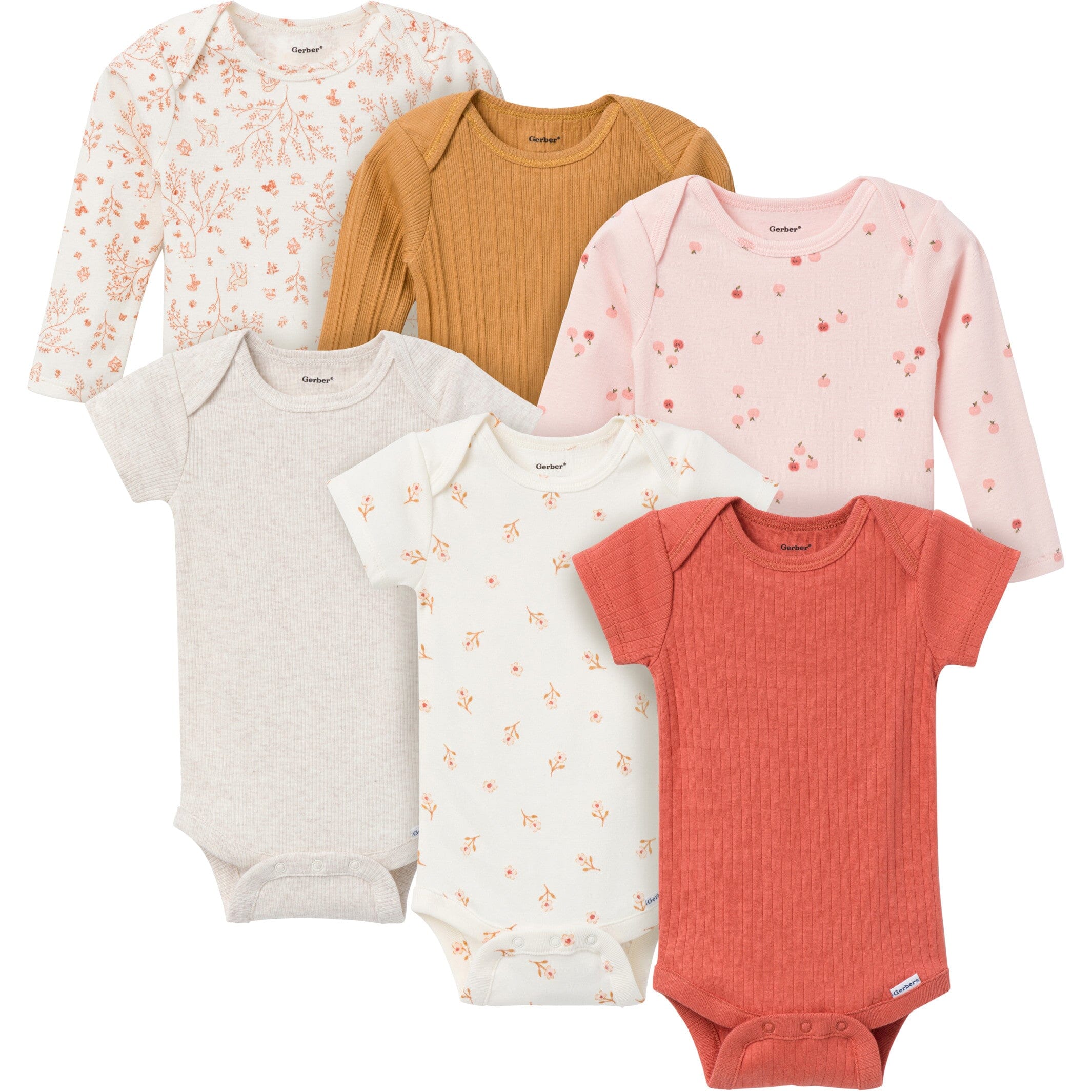 6-Pack Baby Girls Red Bodysuits