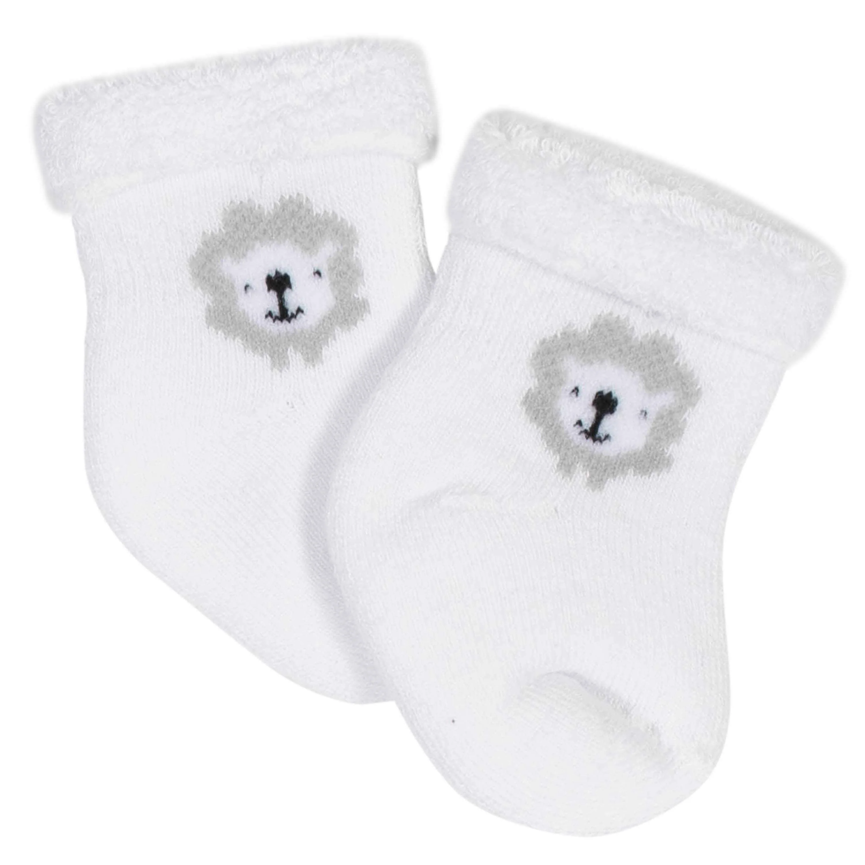 6-Pack Baby Neutral Lamb Wiggle-Proof® Terry Bootie Socks - Image 4