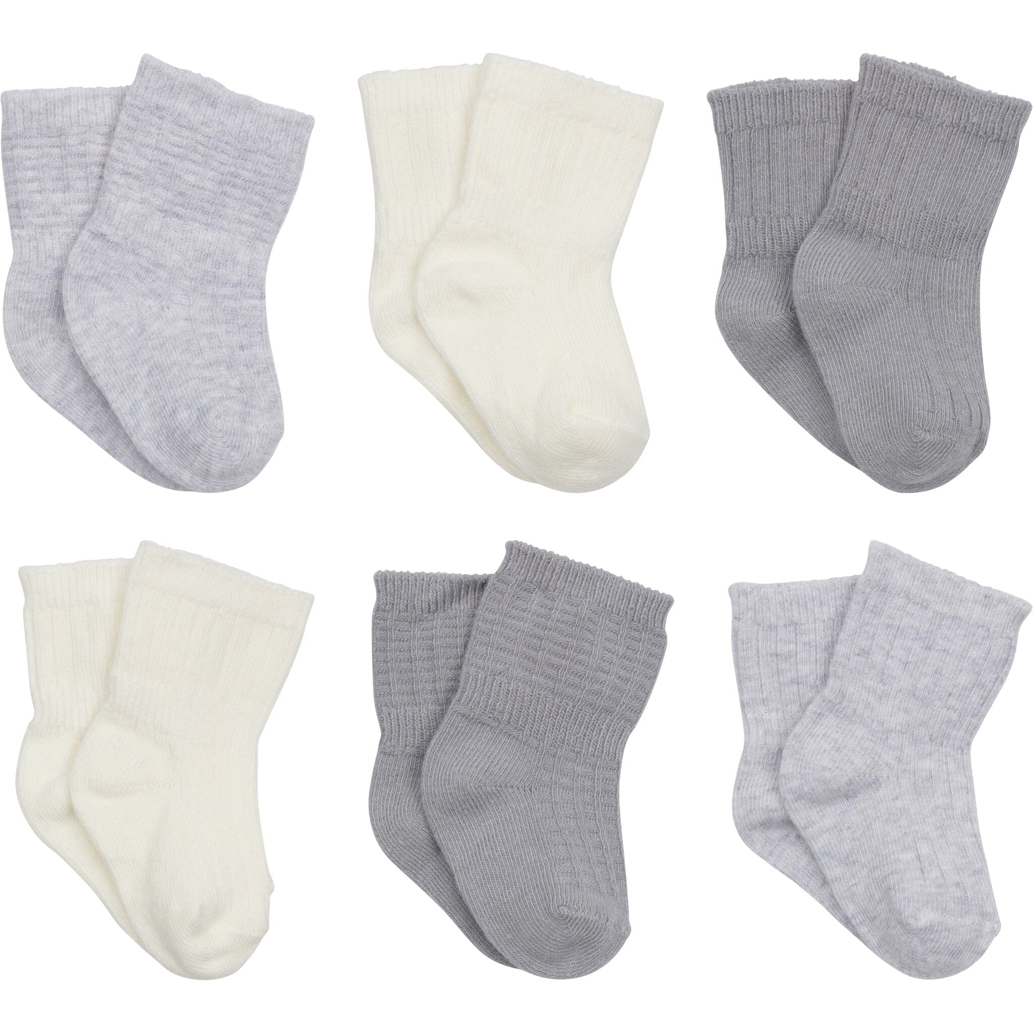 6-Pack Baby Neutral Grey Moons Wiggle Proof® Socks
