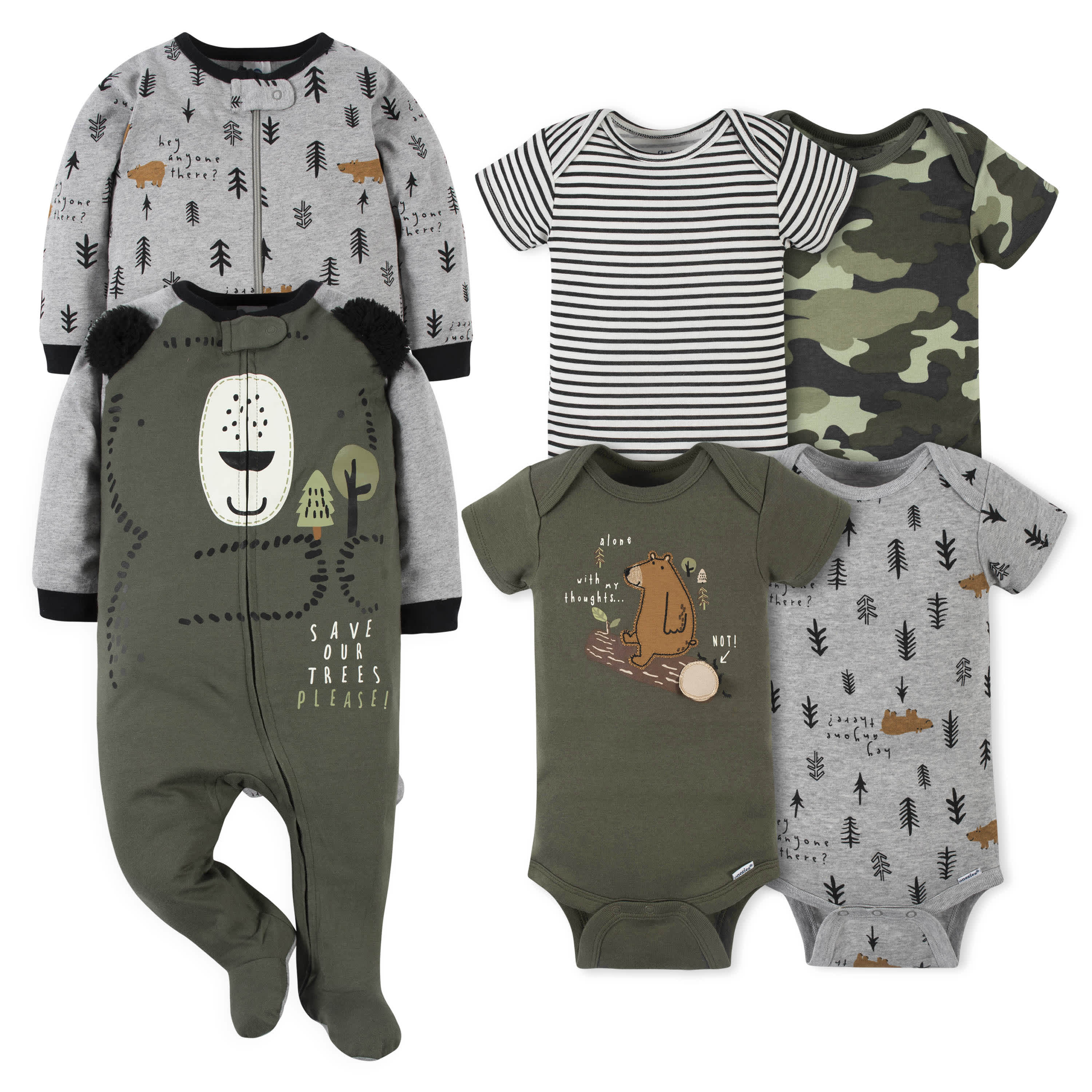 6-Piece Baby Boys Bear OnesiesĀ® Bodysuit and Sleep 'N Play Set