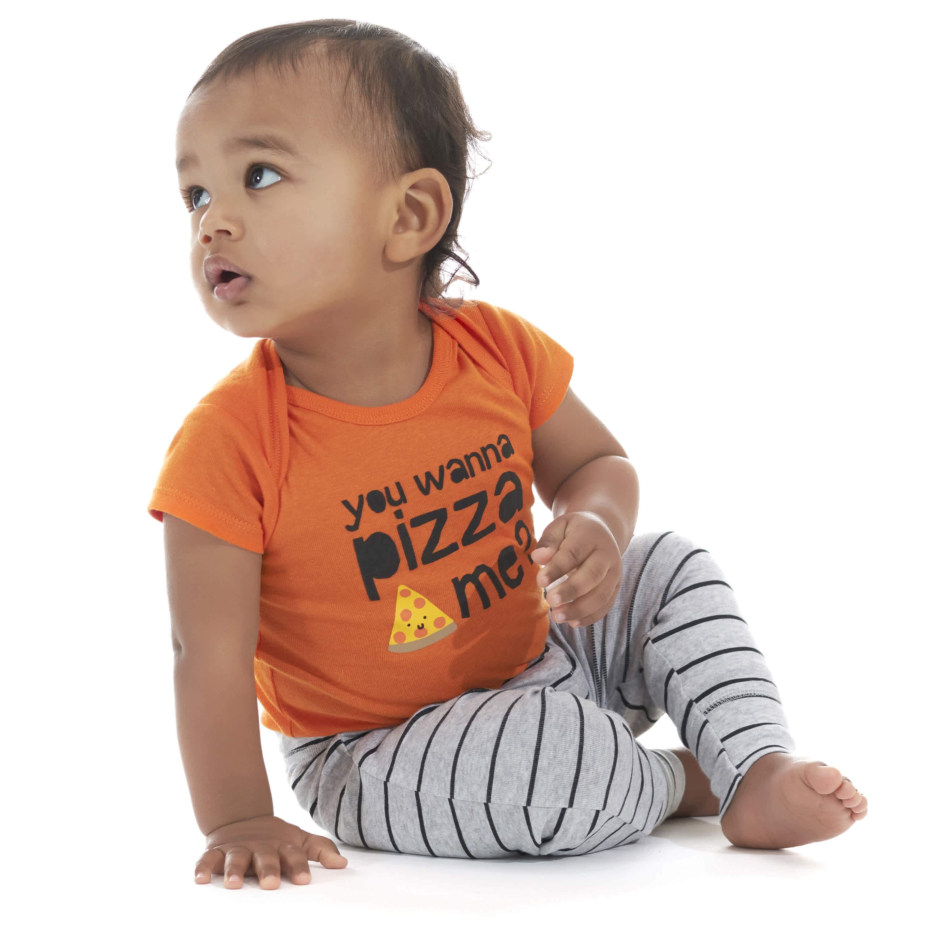 6-Piece Baby Boys Pizza Onesies® Brand Bodysuits & Pants Set - Image 3