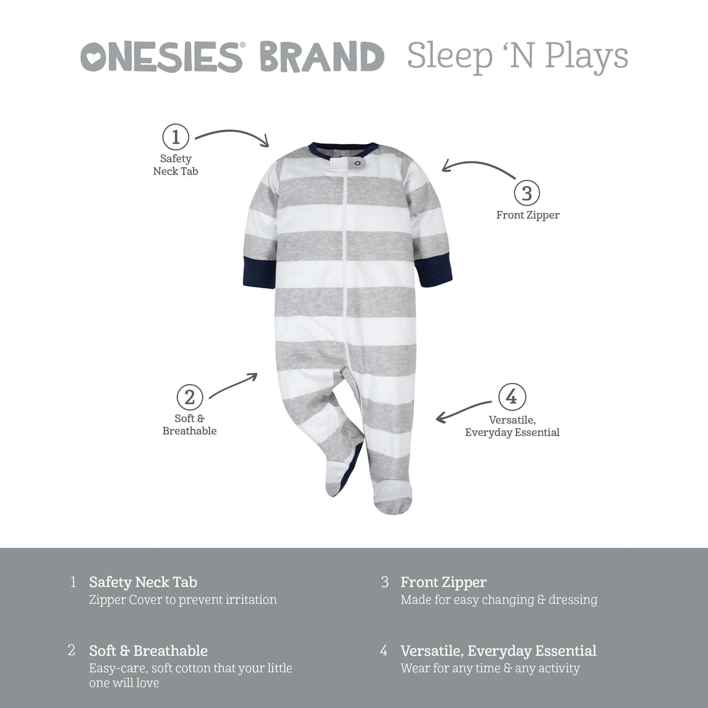 6-Piece Baby Boys Stripes OnesiesĀ® Brand Bodysuits & Sleep 'n Plays Set - Image 11
