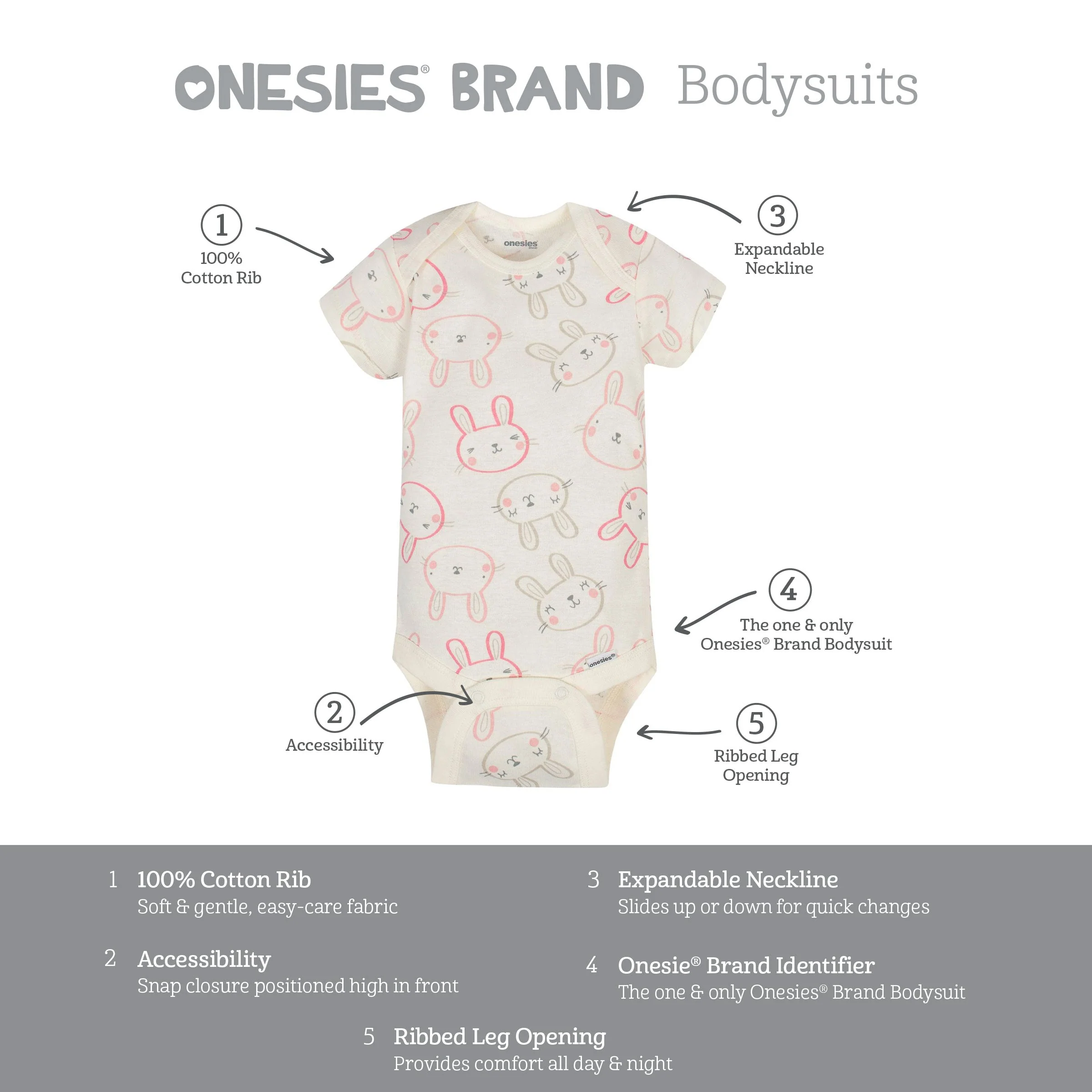6-Piece Baby Girls Bunny Onesies® Brand Bodysuits & Pants Set - Image 8