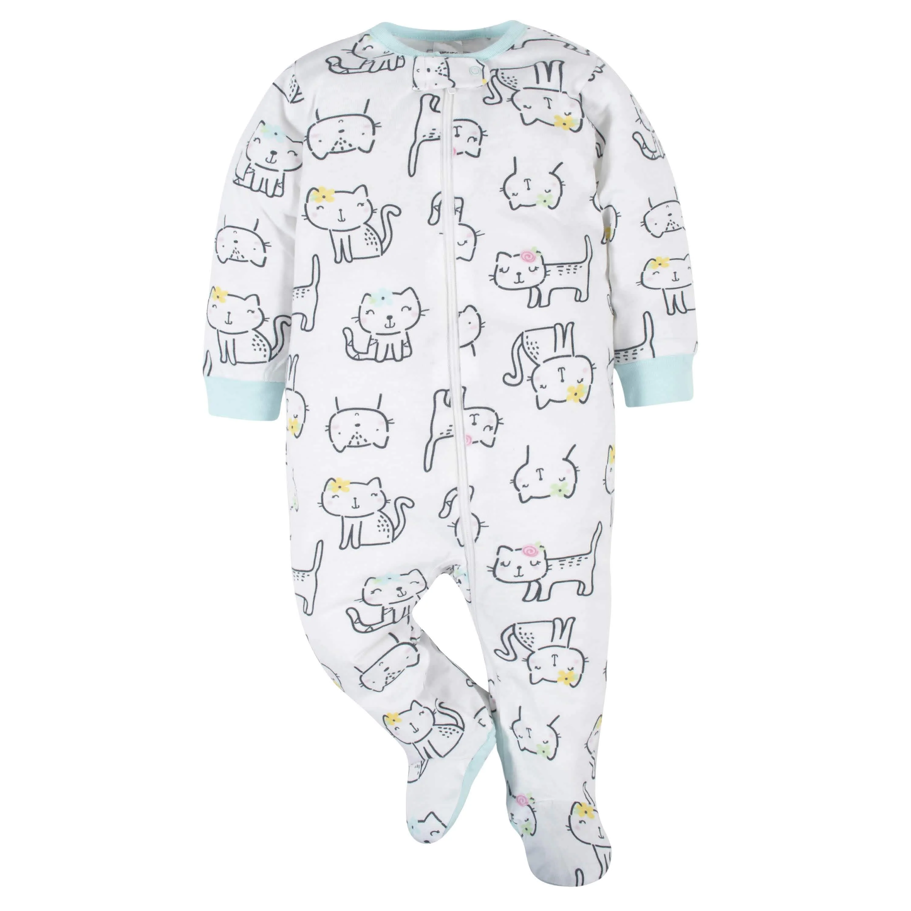 6-Piece Baby Girls Cat OnesiesĀ® Brand Bodysuit & Sleep 'N Play Set - Image 8
