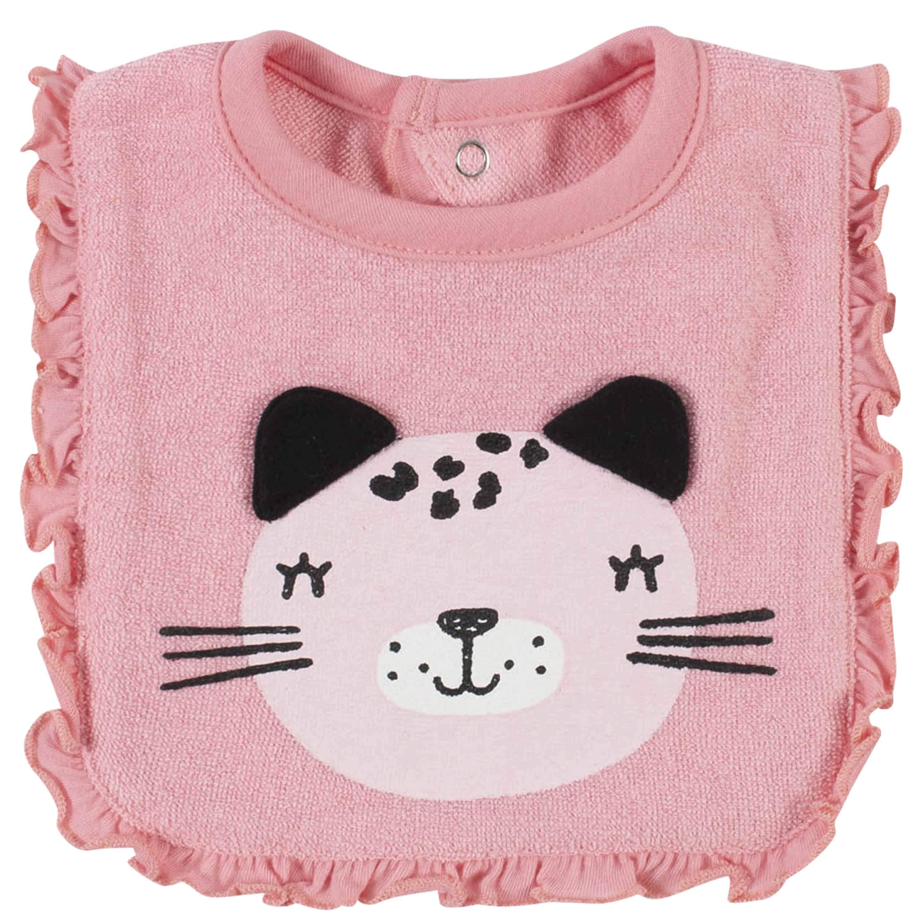 7-Piece Baby Girls Leopard Terry Bibs & Terry Burp Cloths Set - Image 2