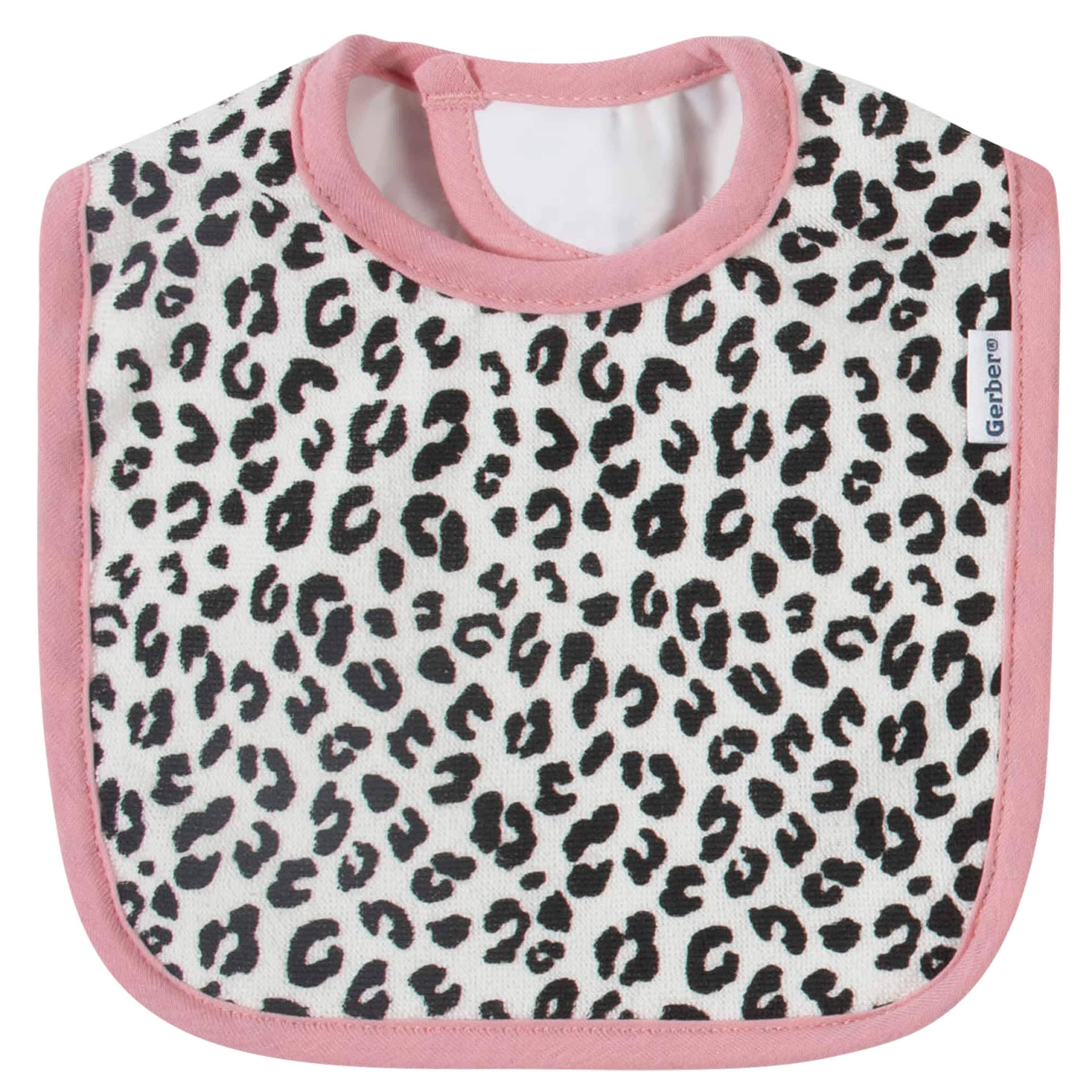 7-Piece Baby Girls Leopard Terry Bibs & Terry Burp Cloths Set - Image 3