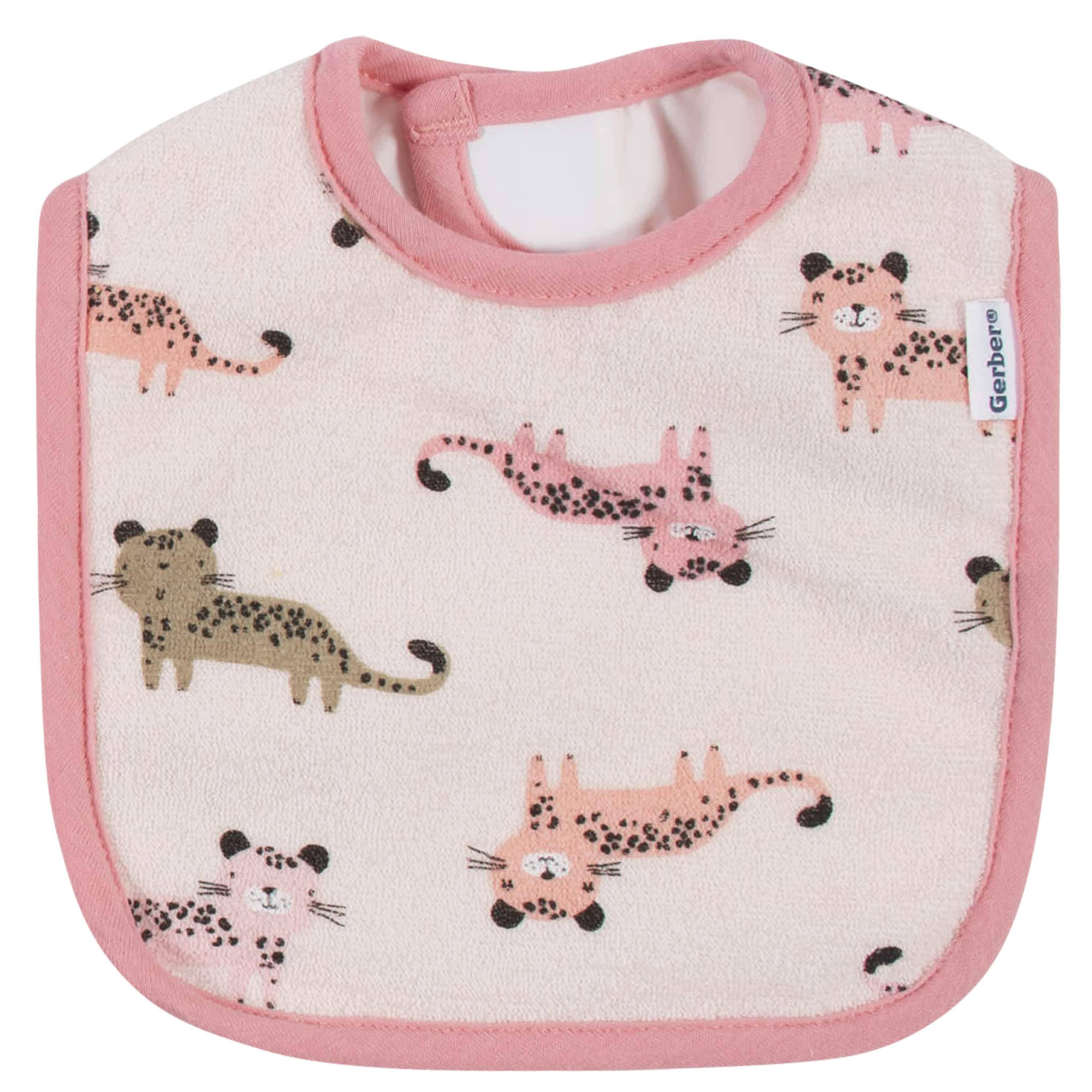 7-Piece Baby Girls Leopard Terry Bibs & Terry Burp Cloths Set - Image 4