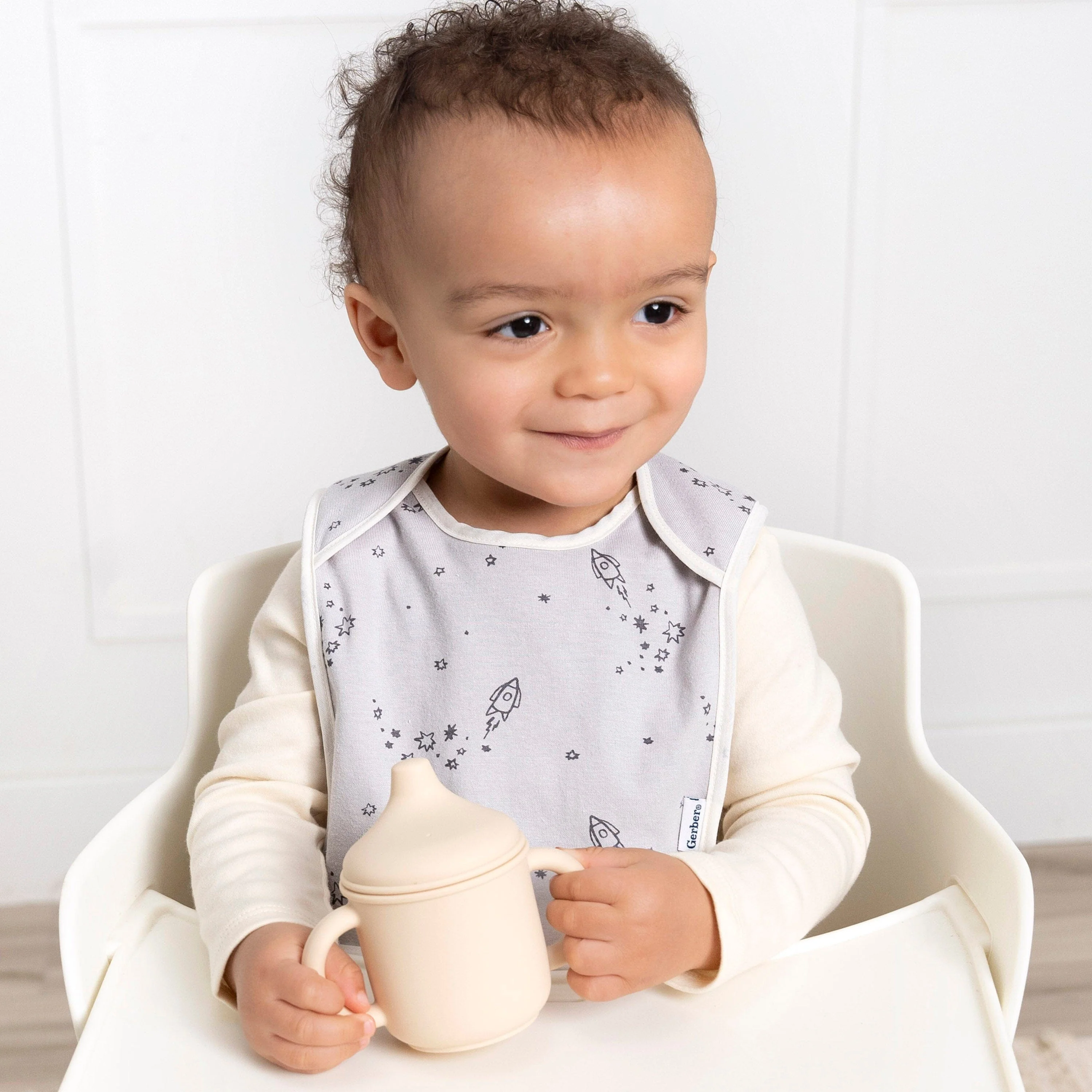8-Pack Baby Boys Space Jersey Lap Shoulder Bibs - Image 2