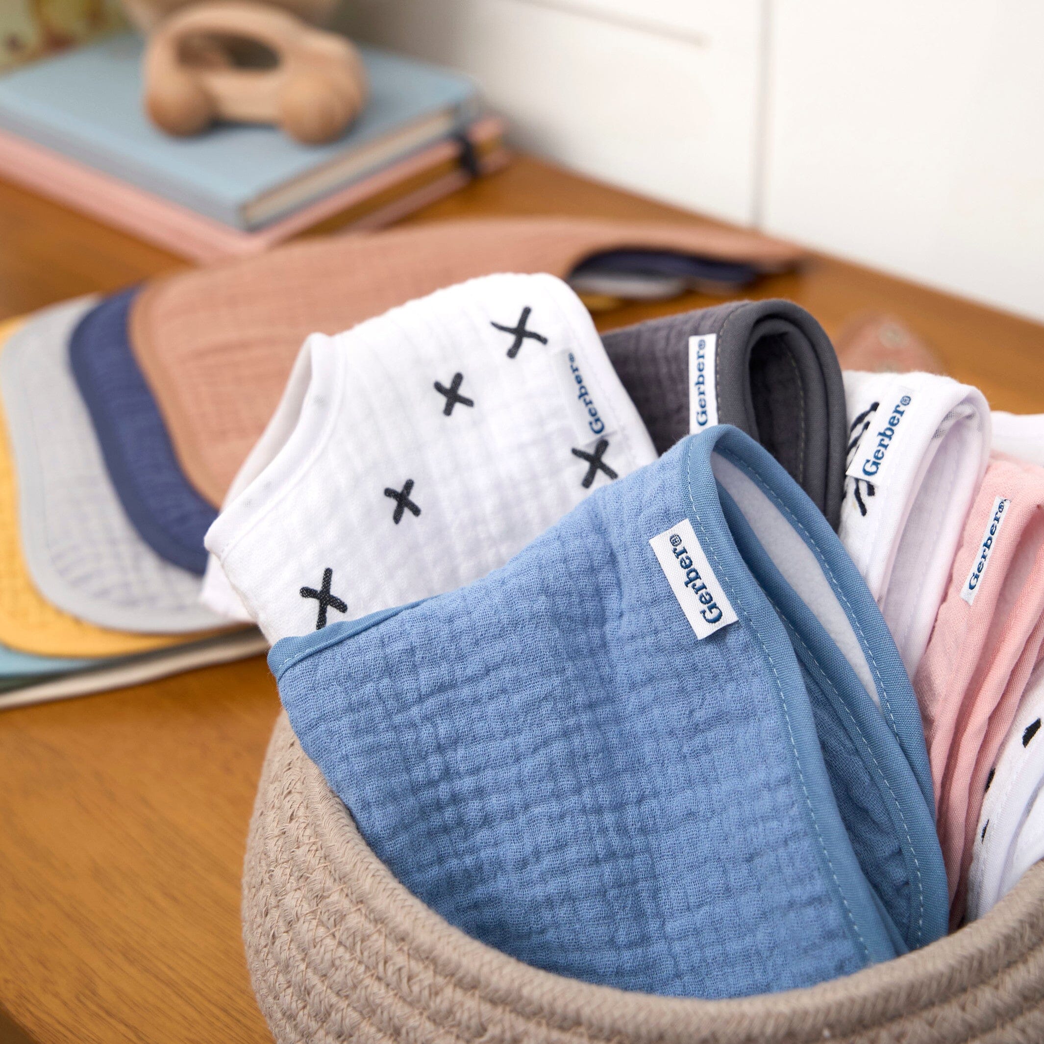 8-Pack Baby Boys Multi-color Muslin Drooling Bibs - Image 3