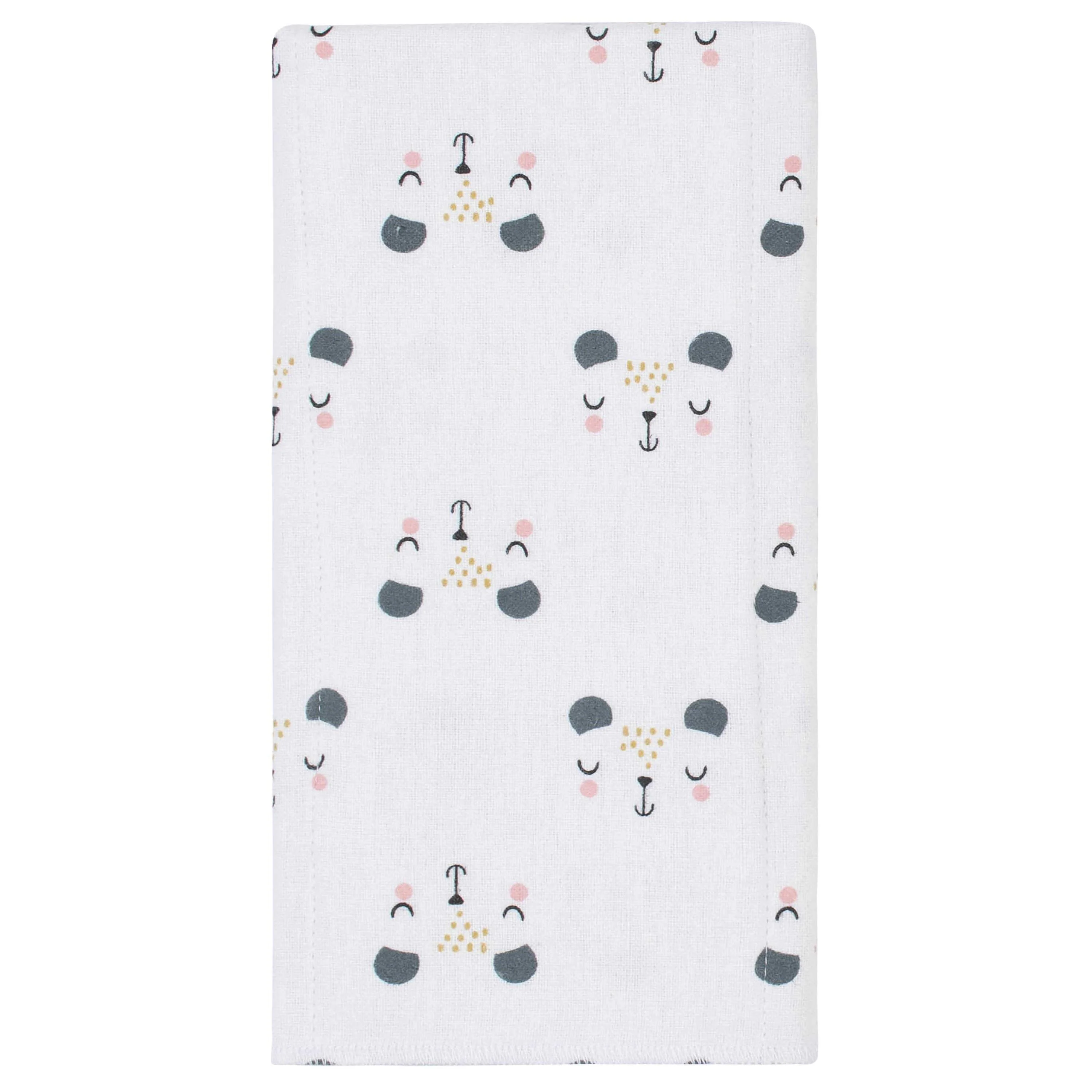 8-Pack Baby Girls Bear Flannel Burp Cloths - Image 3