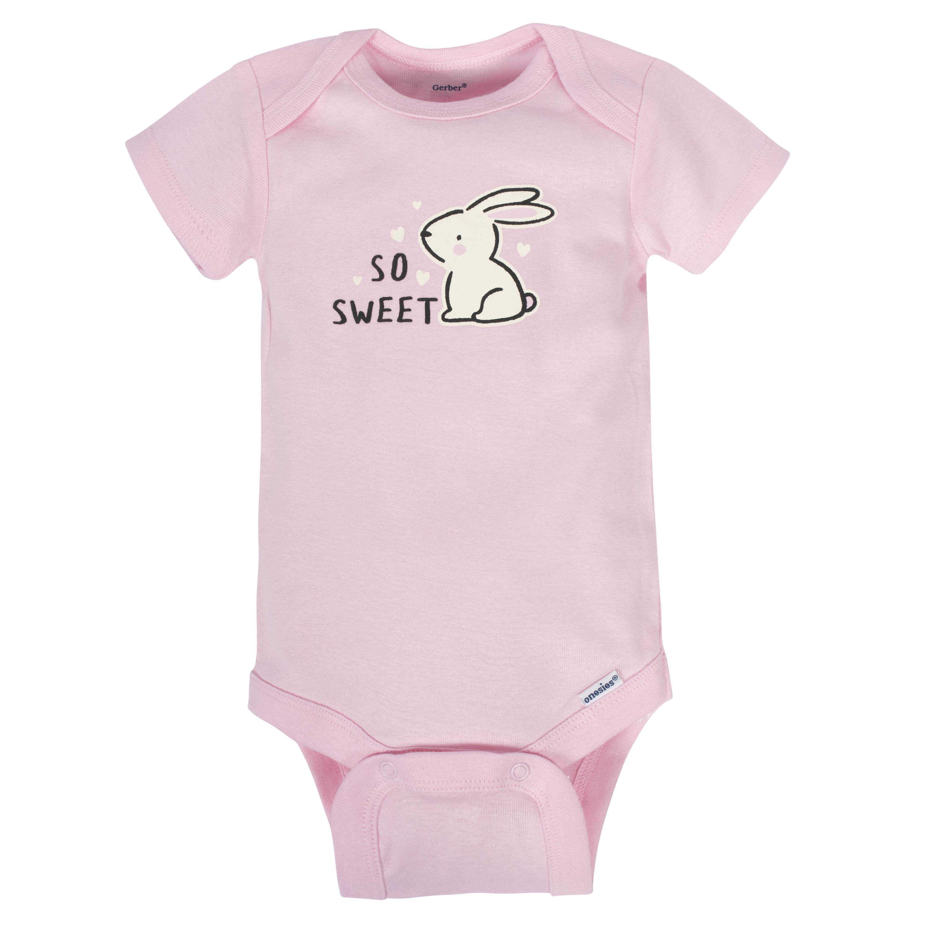GerberĀ® 8-pack Baby Girls' Bunny Short Sleeve OnesiesĀ® Bodysuits - Image 4