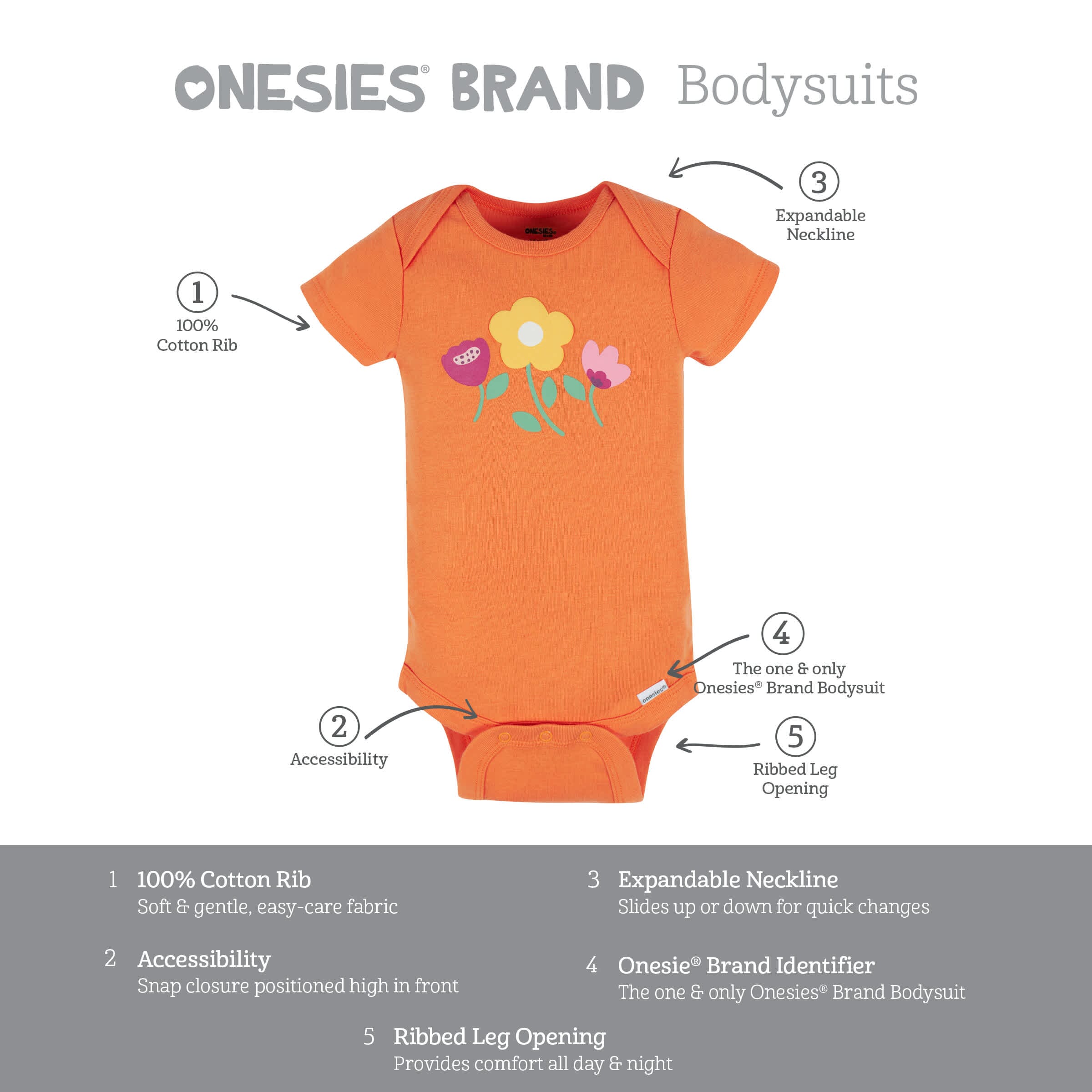 8-Pack Baby Girls Floral Fox Short Sleeve Onesies® Bodysuits - Image 13