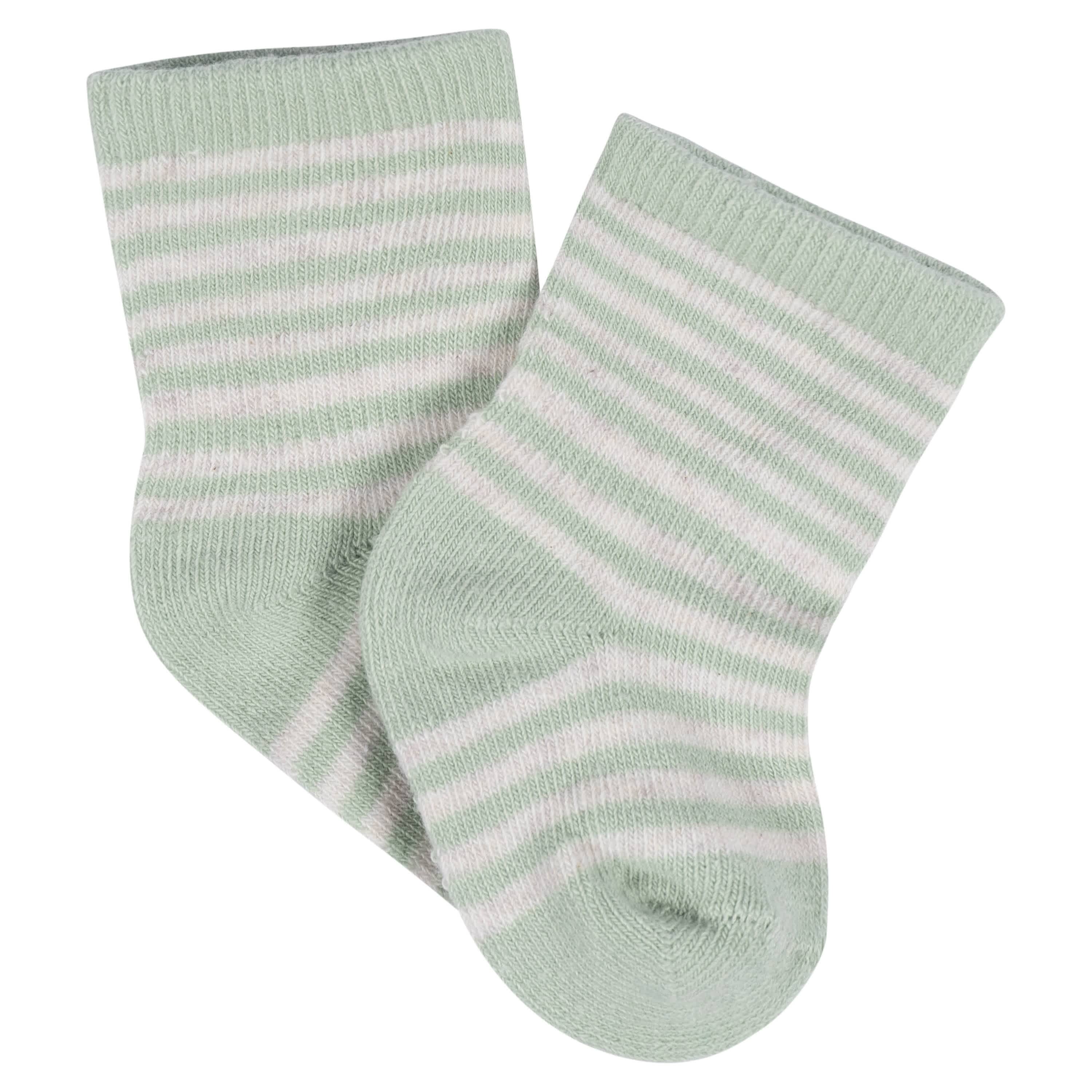 8-Pack Baby Girls Golden Floral Jersey Wiggle Proof® Socks - Image 5