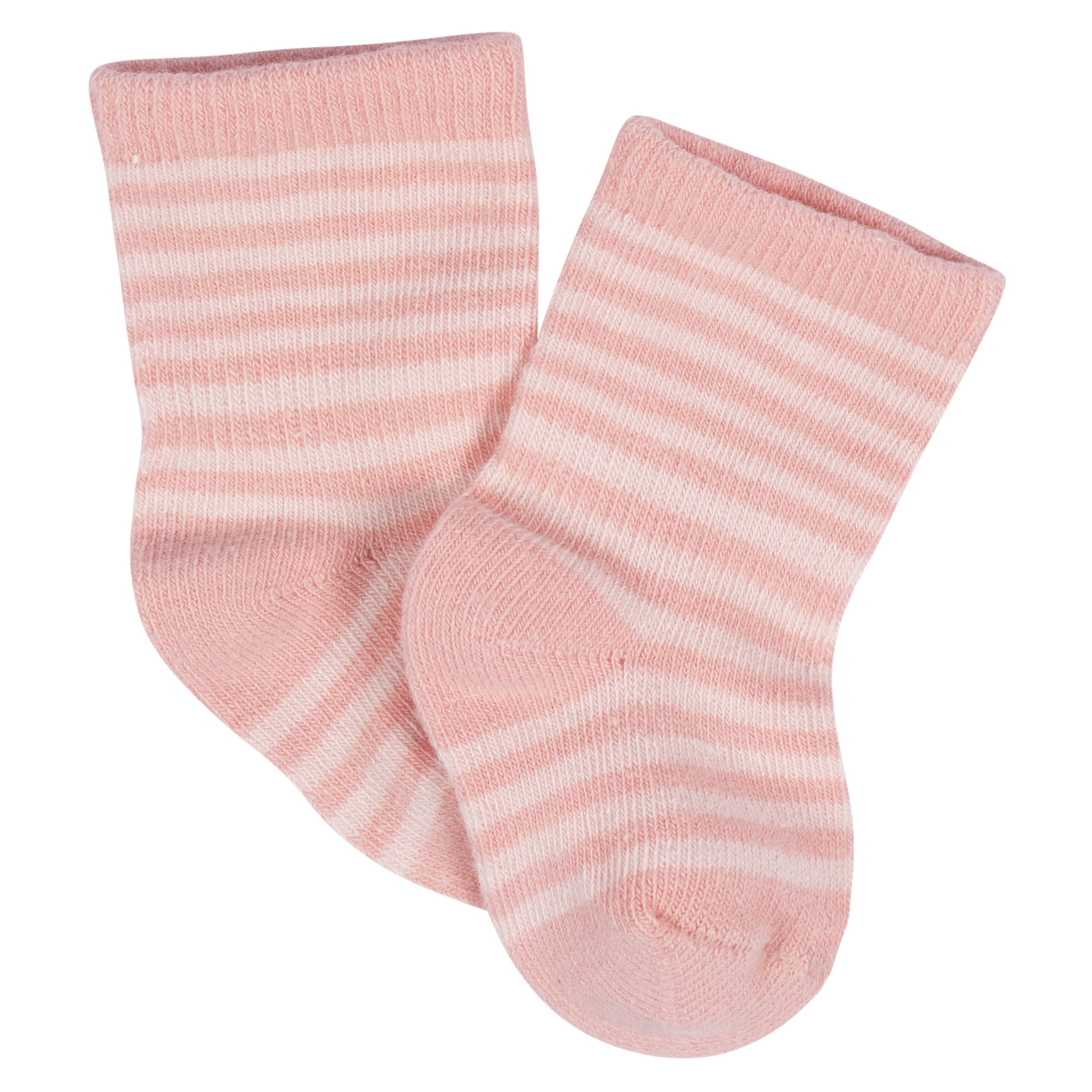 8-Pack Baby Girls Golden Floral Jersey Wiggle Proof® Socks - Image 8