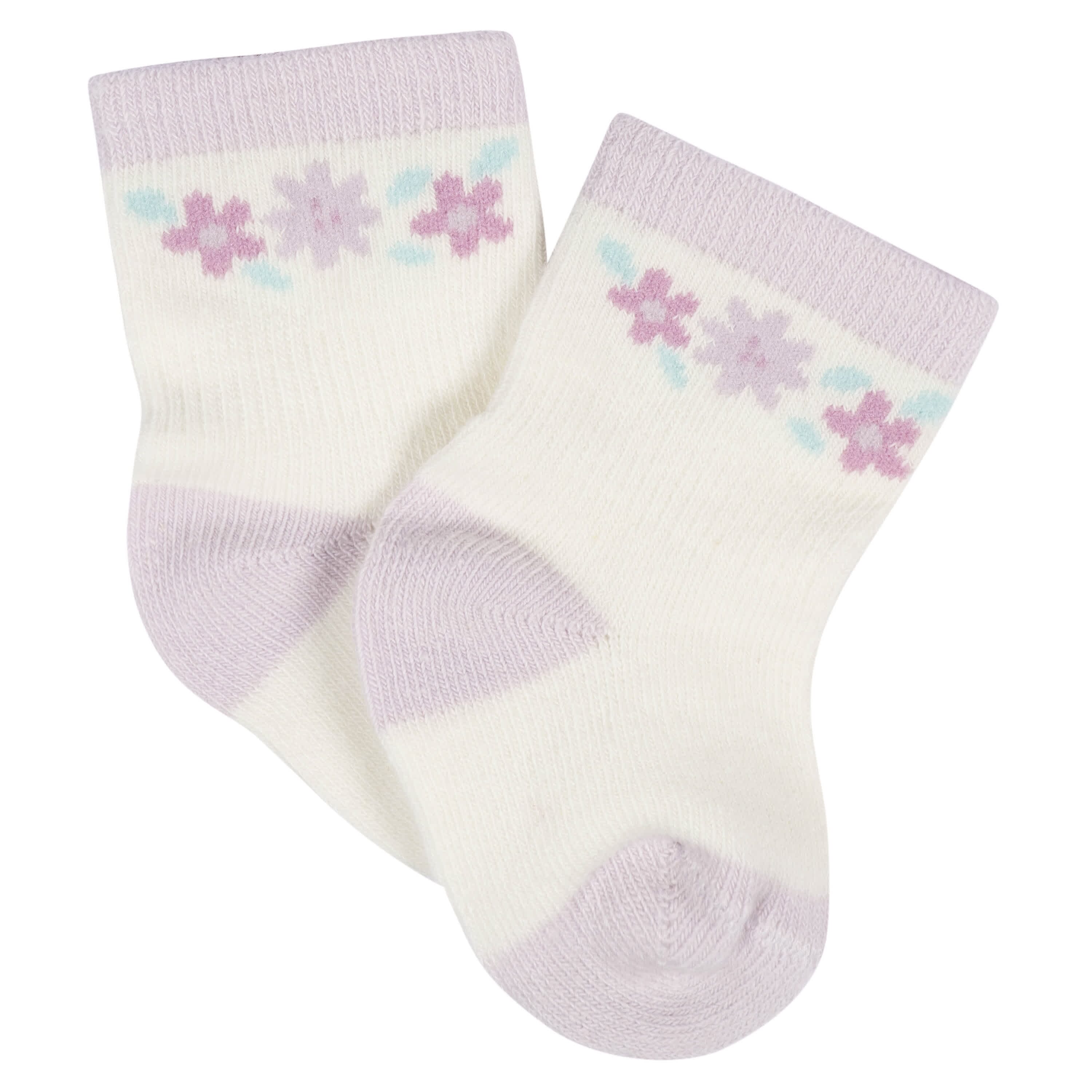 8-Pack Baby Girls Lavender Garden Jersey Wiggle Proof® Socks - Image 2