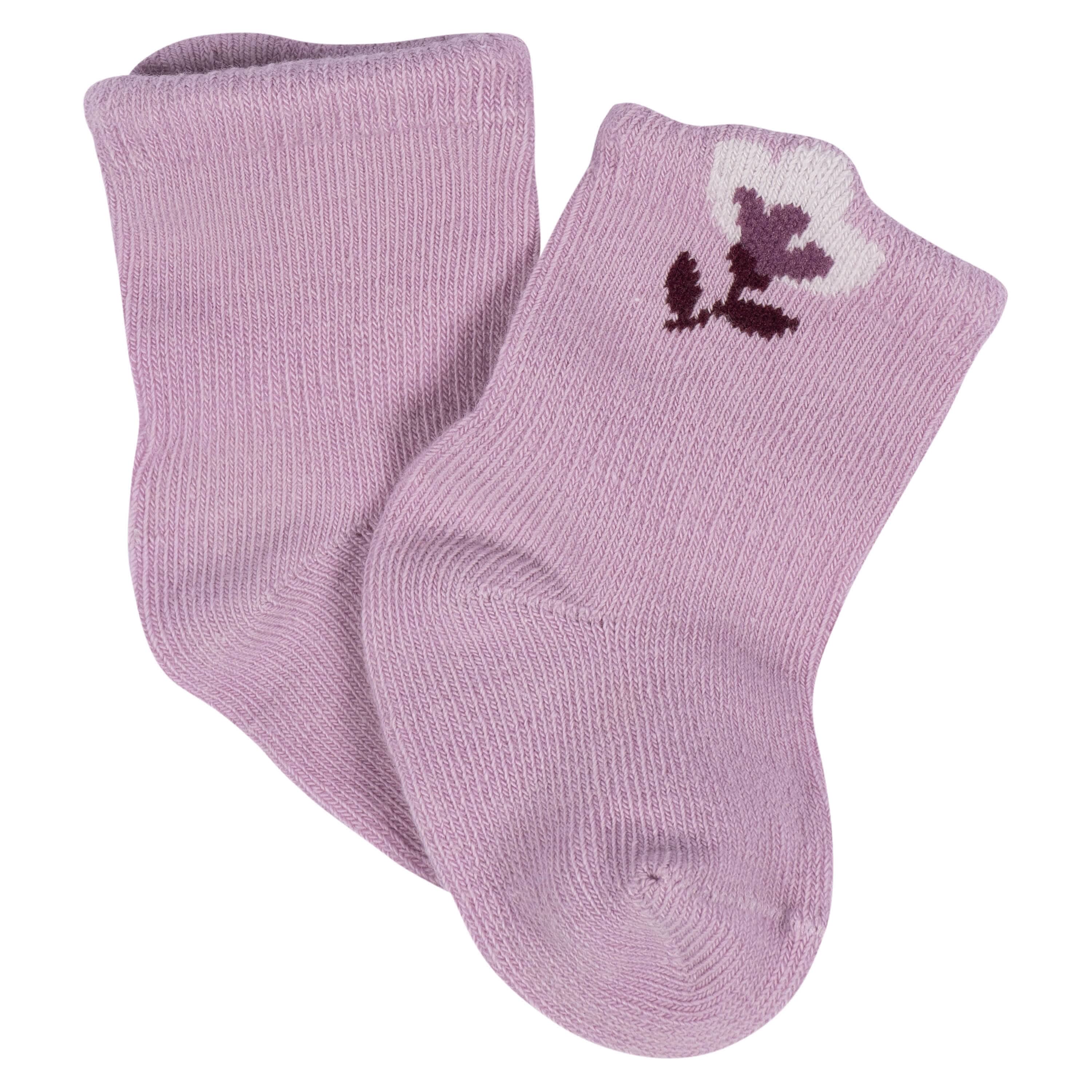 8-Pack Baby Girls Lavender Garden Jersey Wiggle Proof® Socks - Image 3