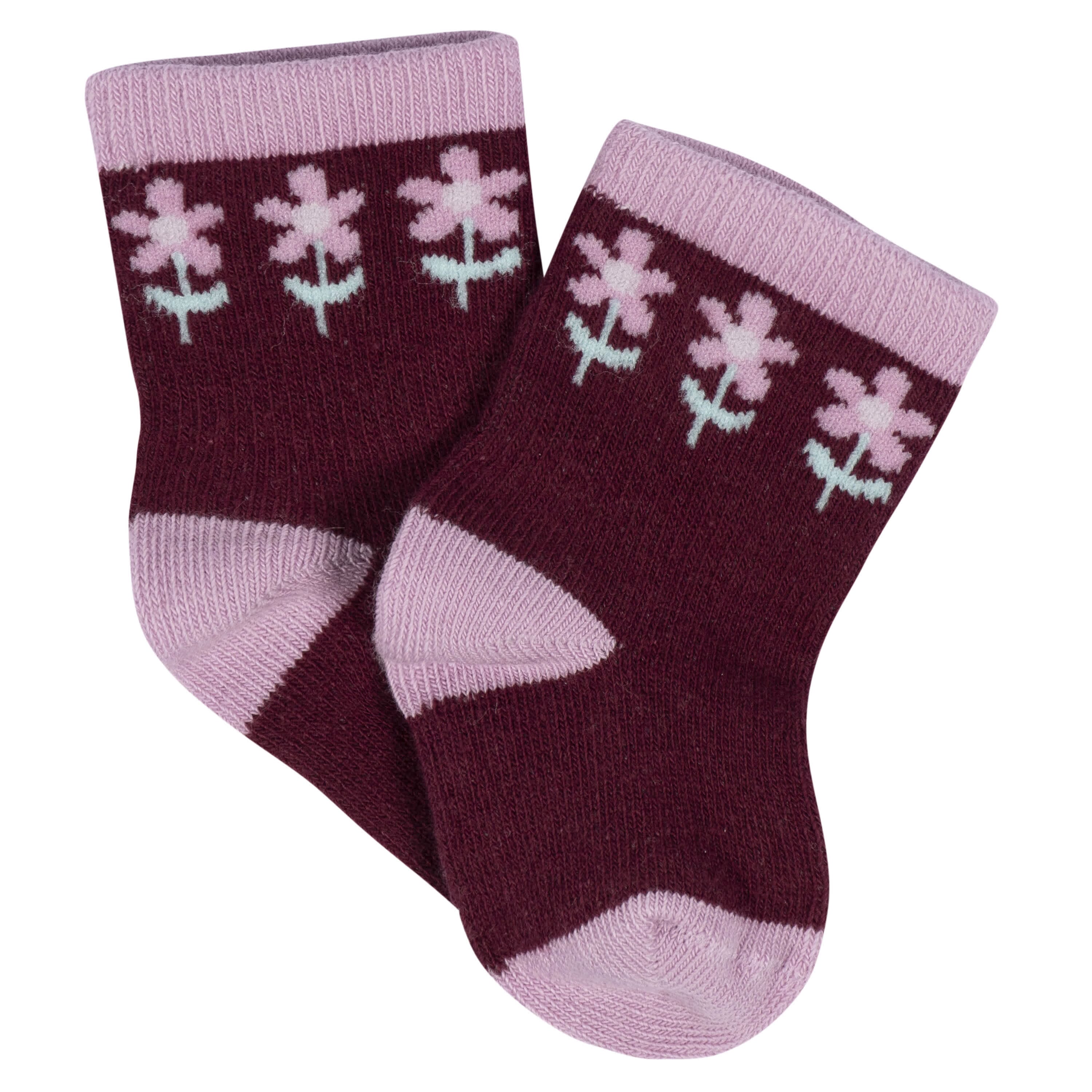 8-Pack Baby Girls Lavender Garden Jersey Wiggle Proof® Socks - Image 4