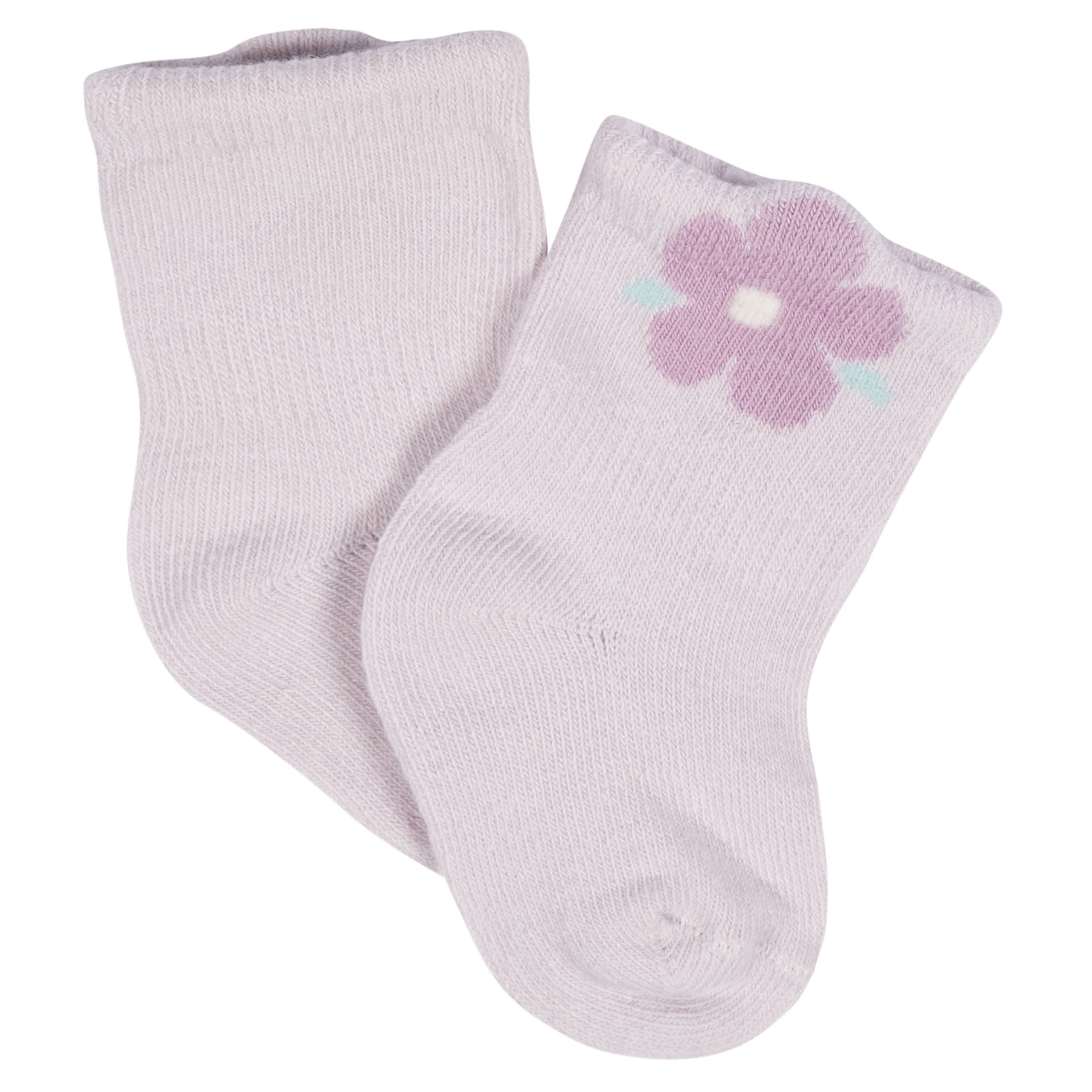 8-Pack Baby Girls Lavender Garden Jersey Wiggle Proof® Socks - Image 6
